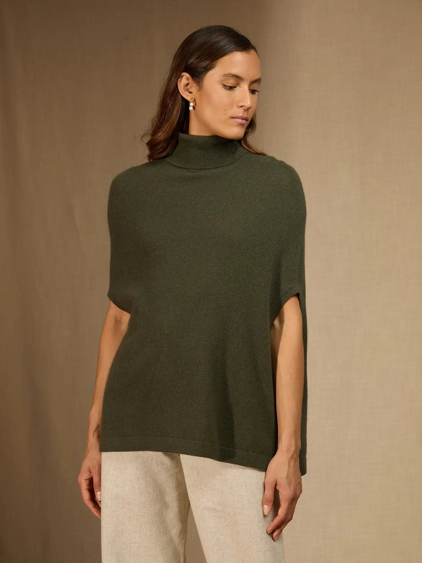 MELINA cape rollkragen khaki