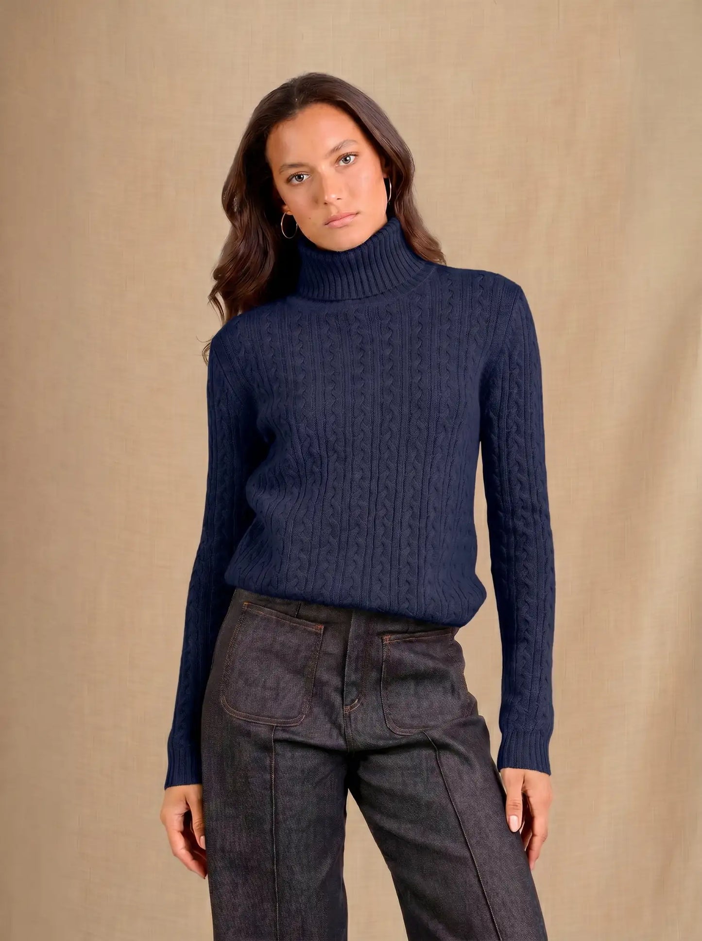 AMELIA sweater turtleneck 4 ply navy