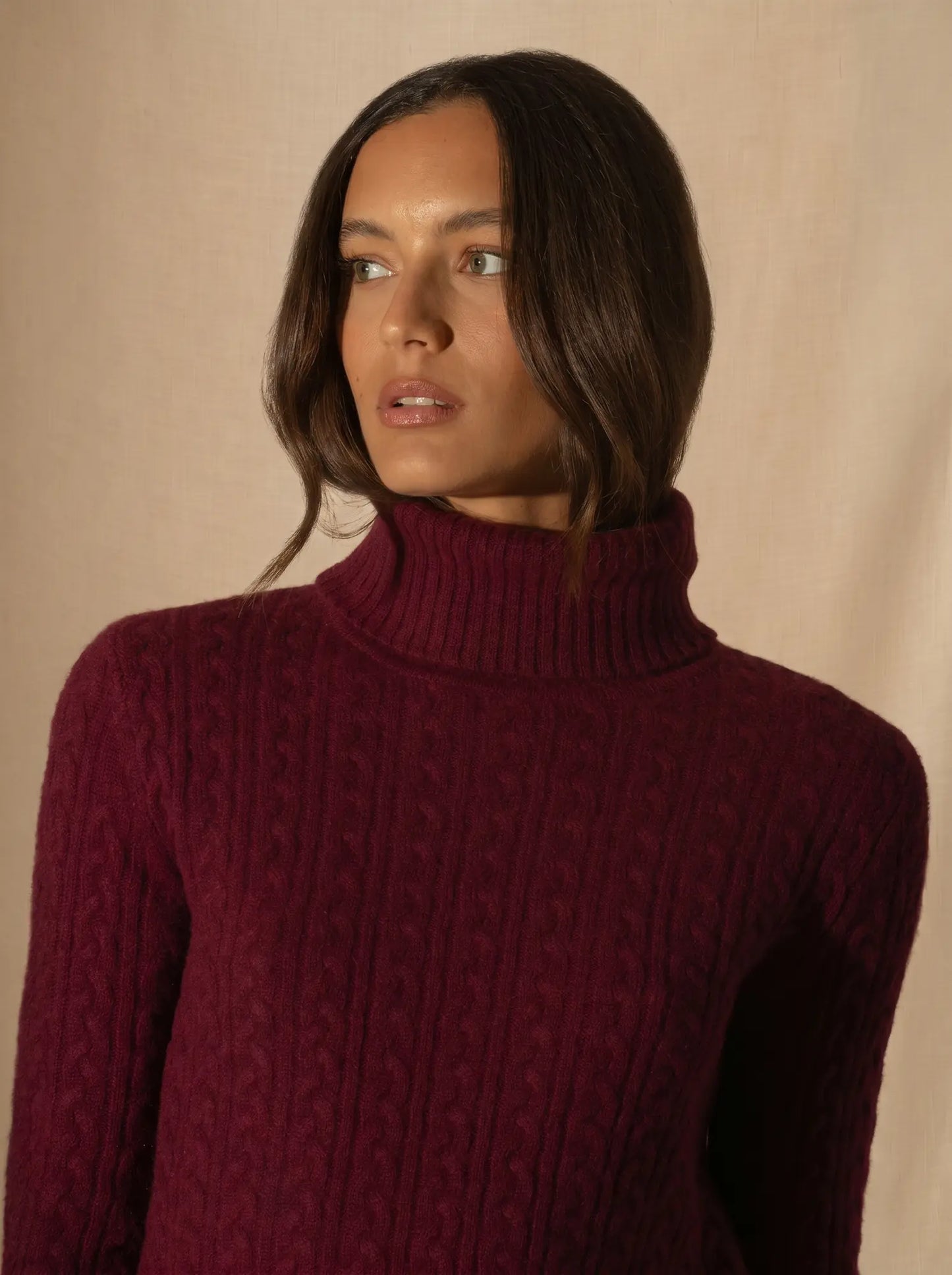 AMELIA sweater turtleneck 4 ply burgundy