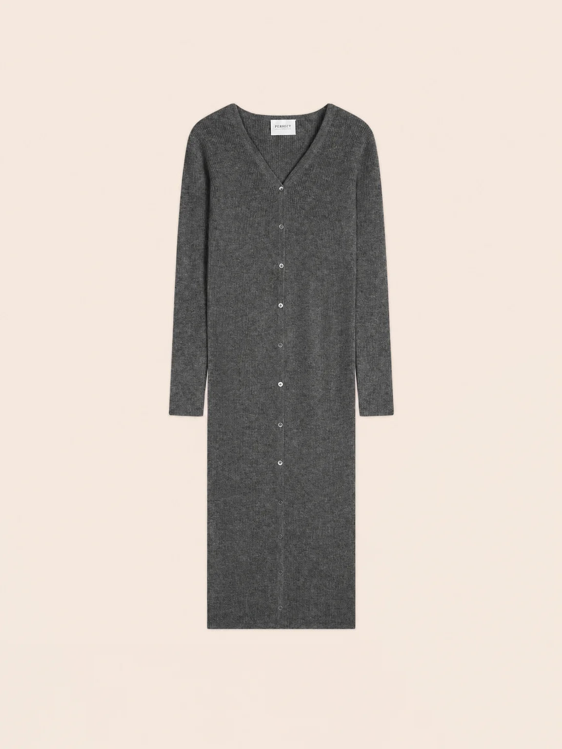 MARIA dress buttoned v-neck heather charcoal