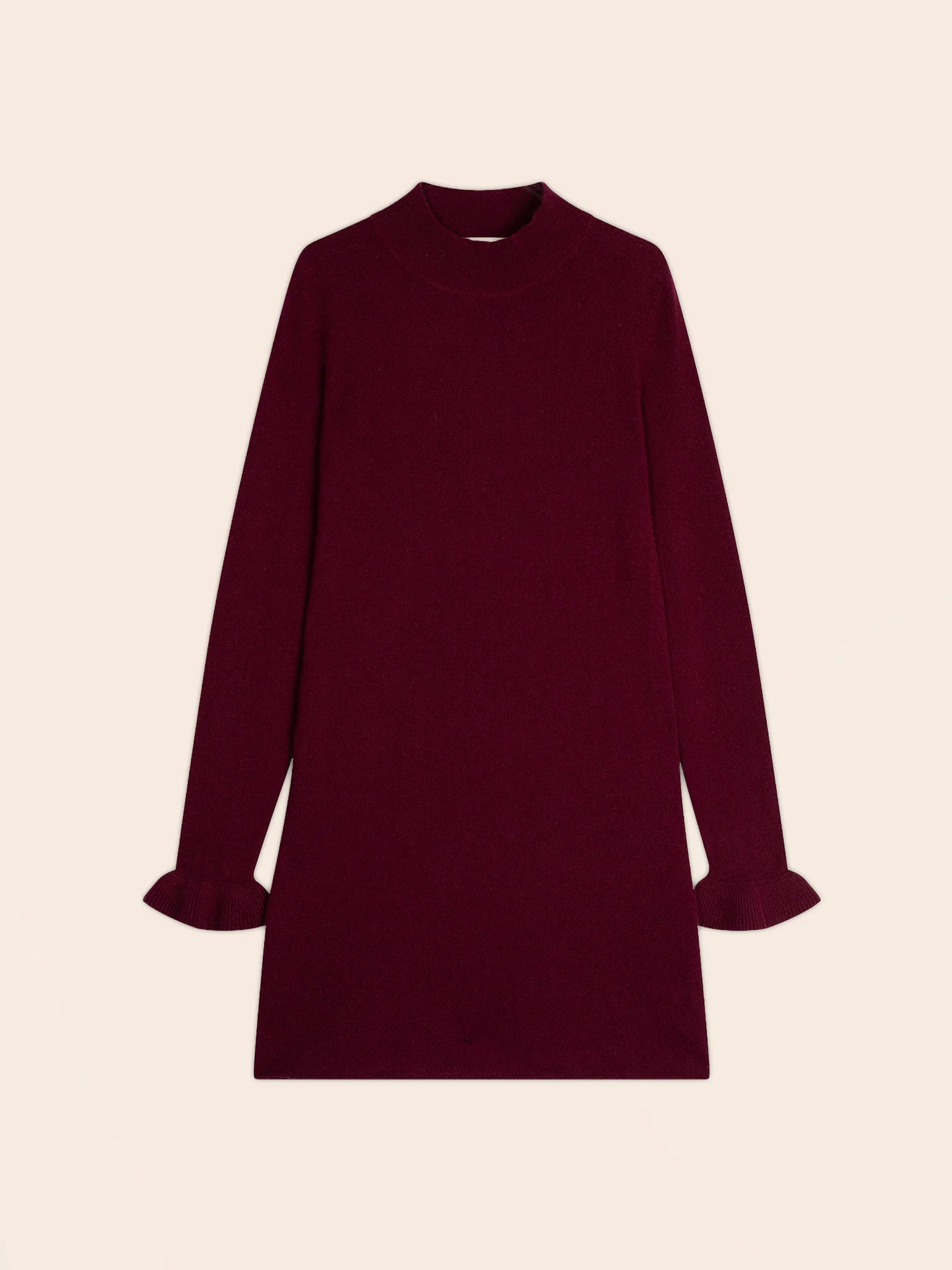 LYAMIA dress mock neck volants poignets burgundy