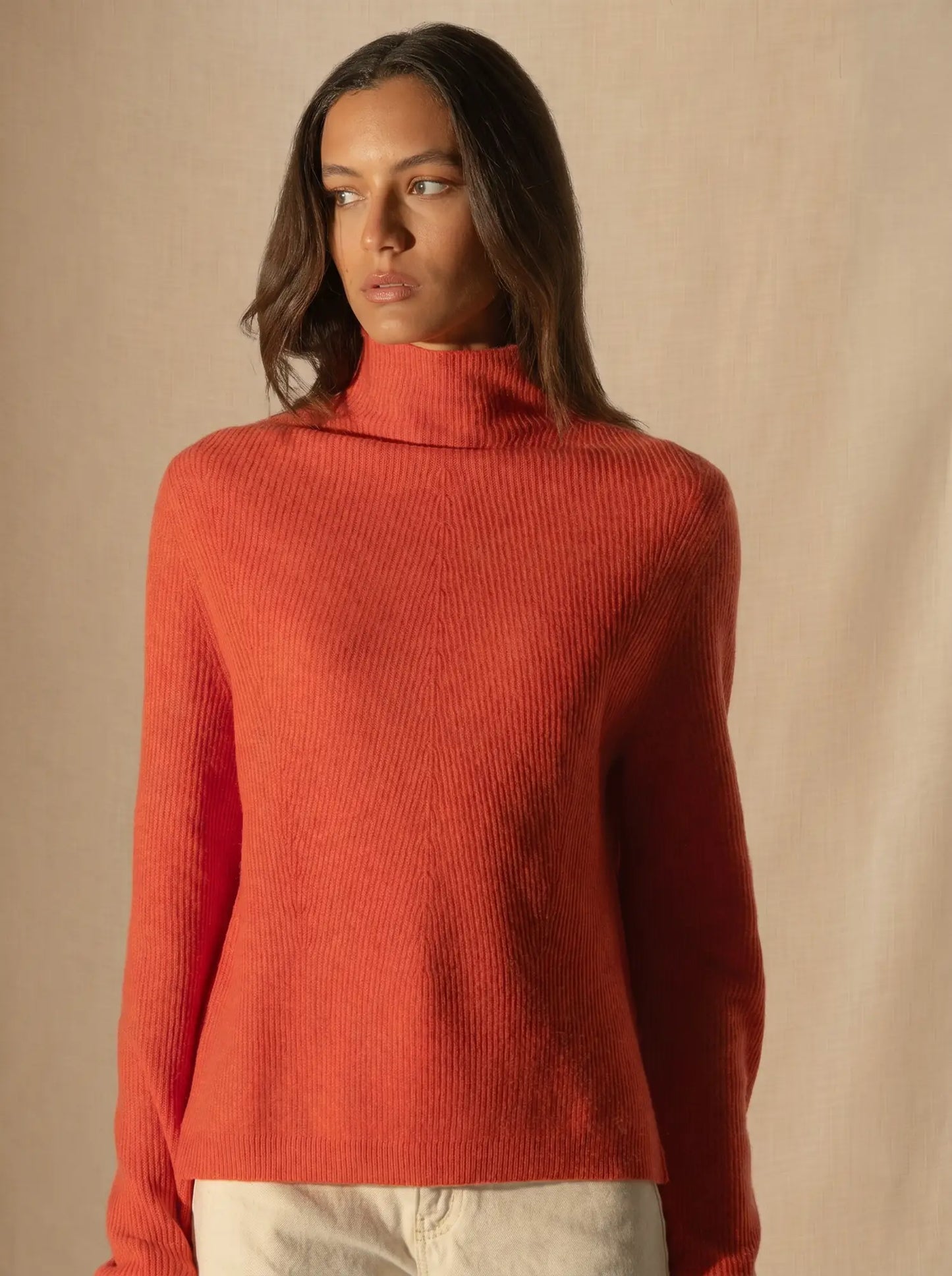 RUBY pullover stehkragen orange meliert
