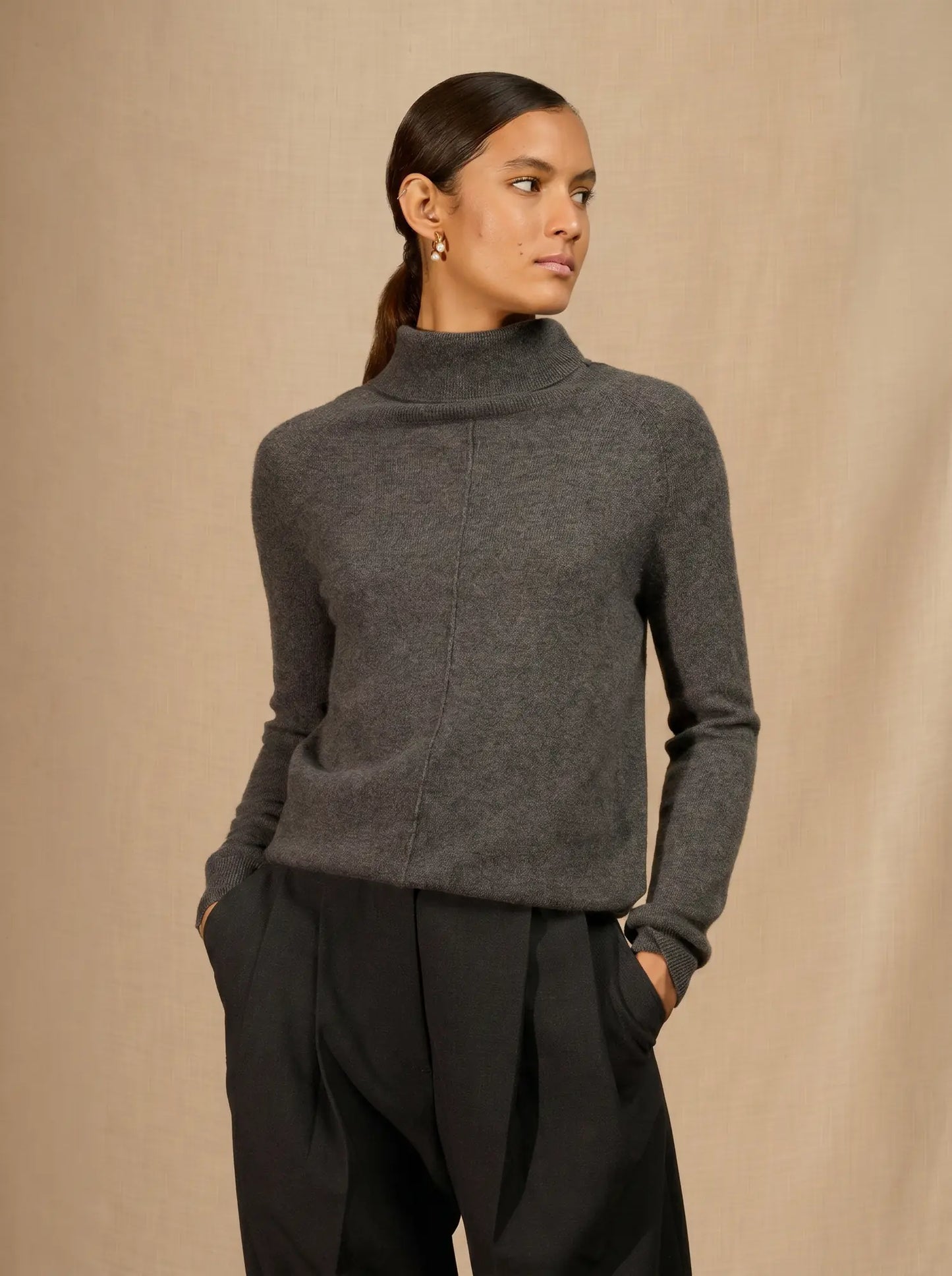 CARRICK sweater turtleneck heather charcoal