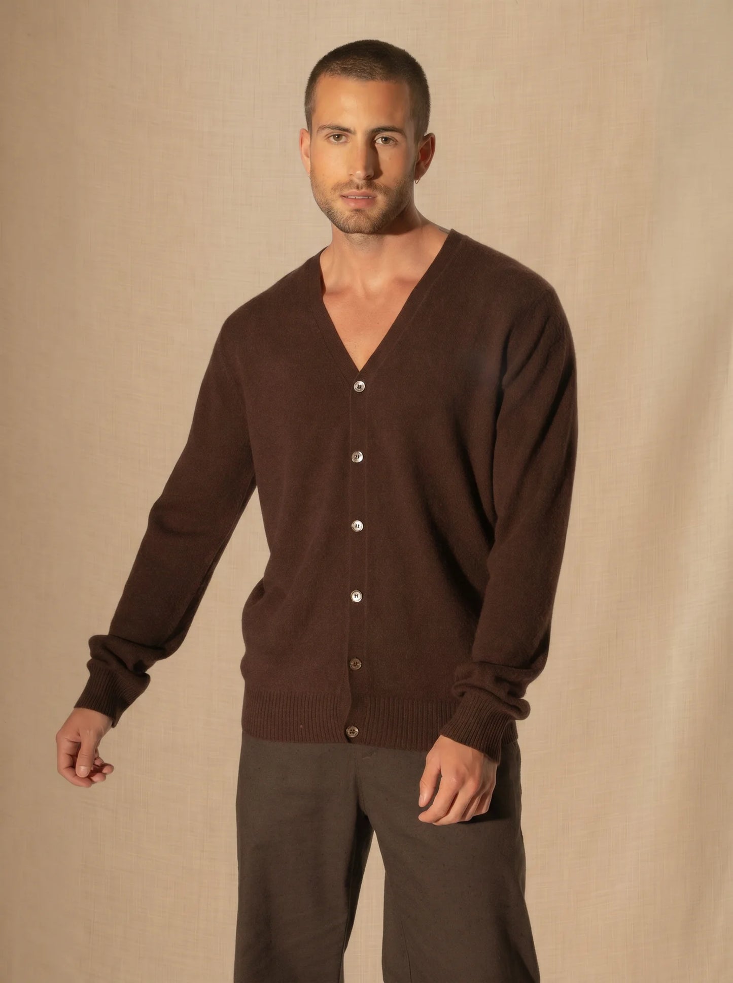 ERROL cardigan v-neck chocolate