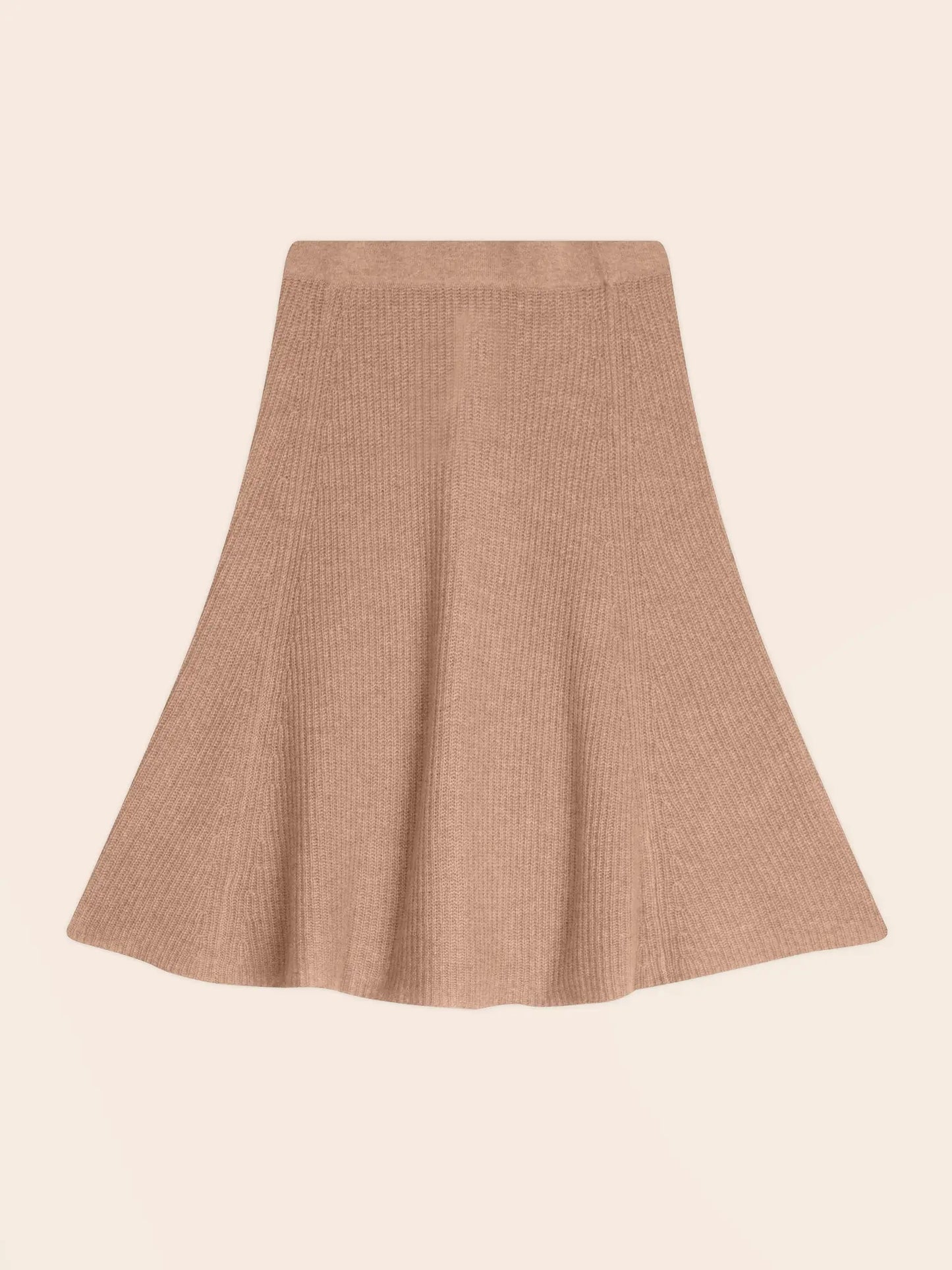 SHAW jupe camel chiné 100% cachemire