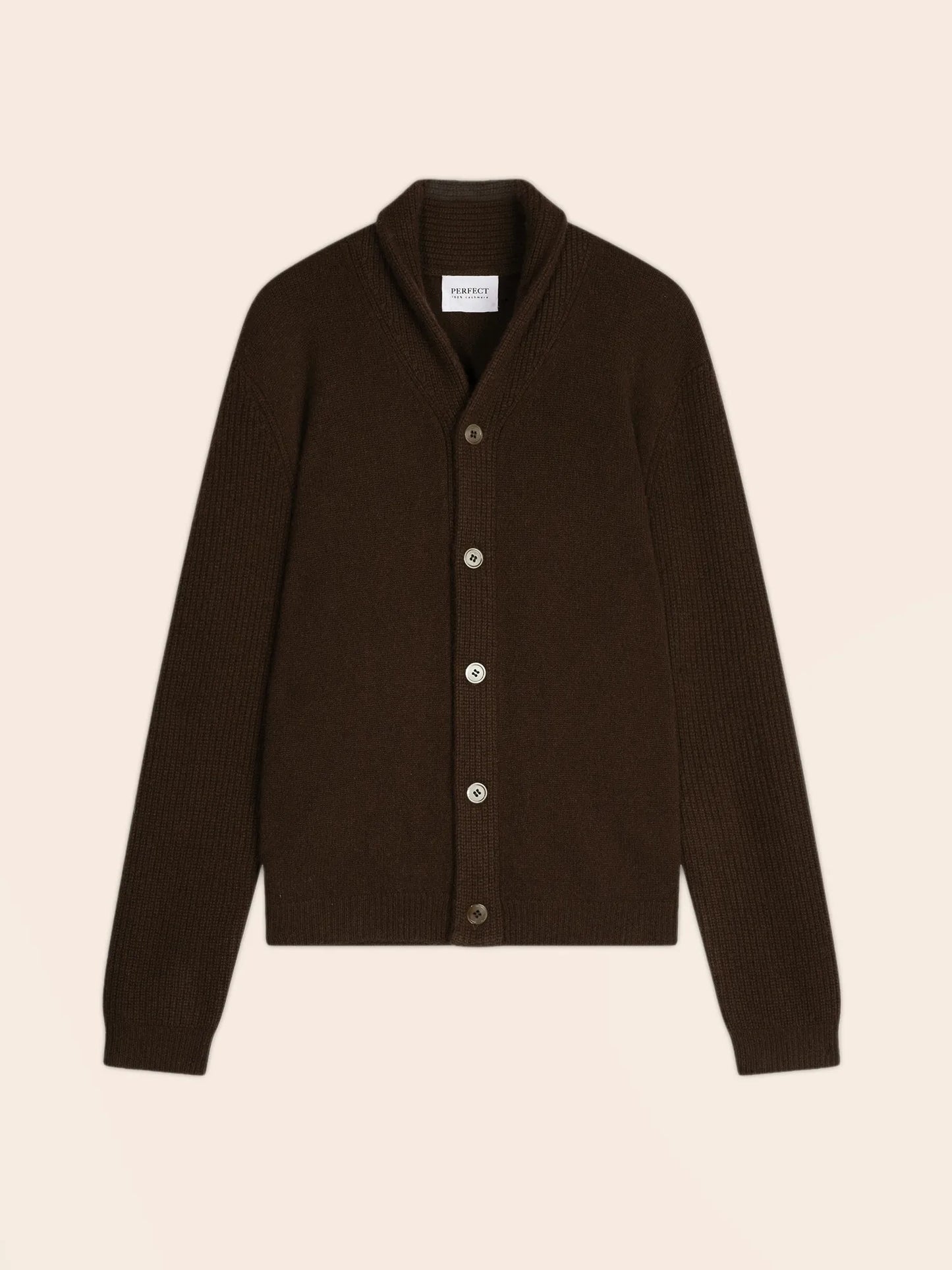 GILMOUR jacket buttoned shawl collar 4 ply chocolate