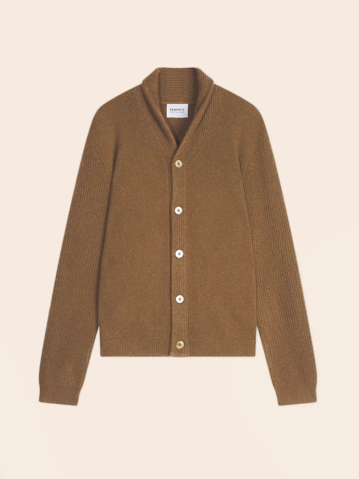 GILMOUR jacket buttoned shawl collar 4 ply hazelnut