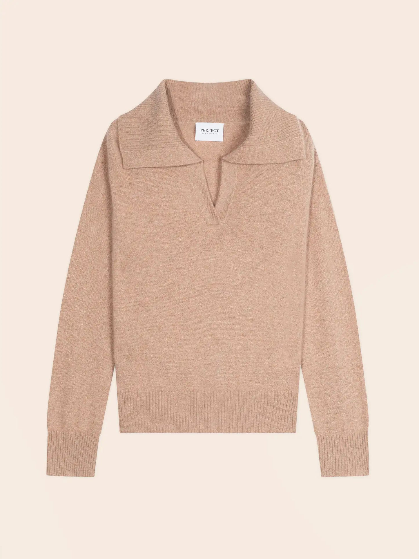 CRIMSON sweater shawl collar croisé heather camel