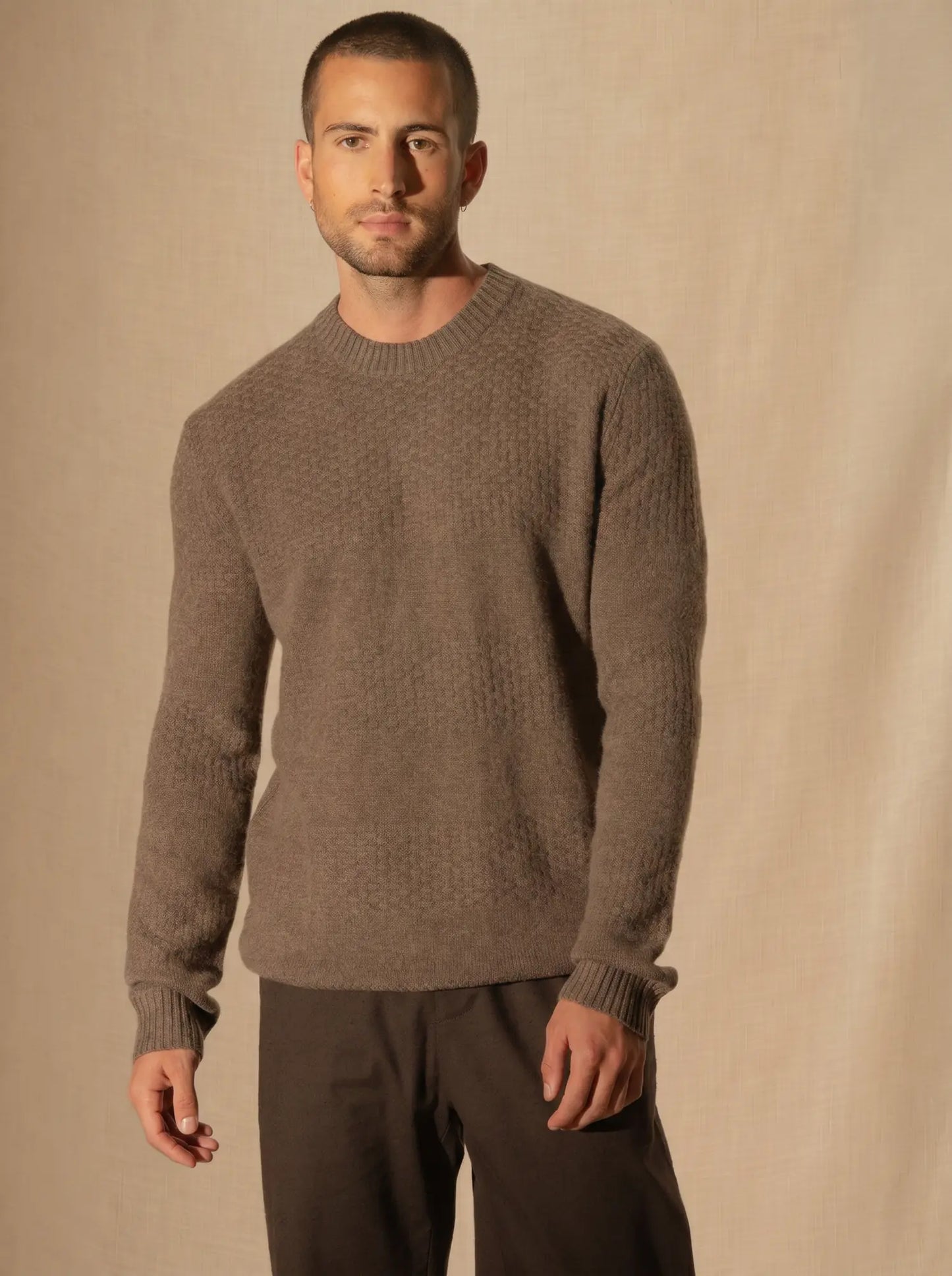 AIDAN sweater crew neck 4 ply heather taupe