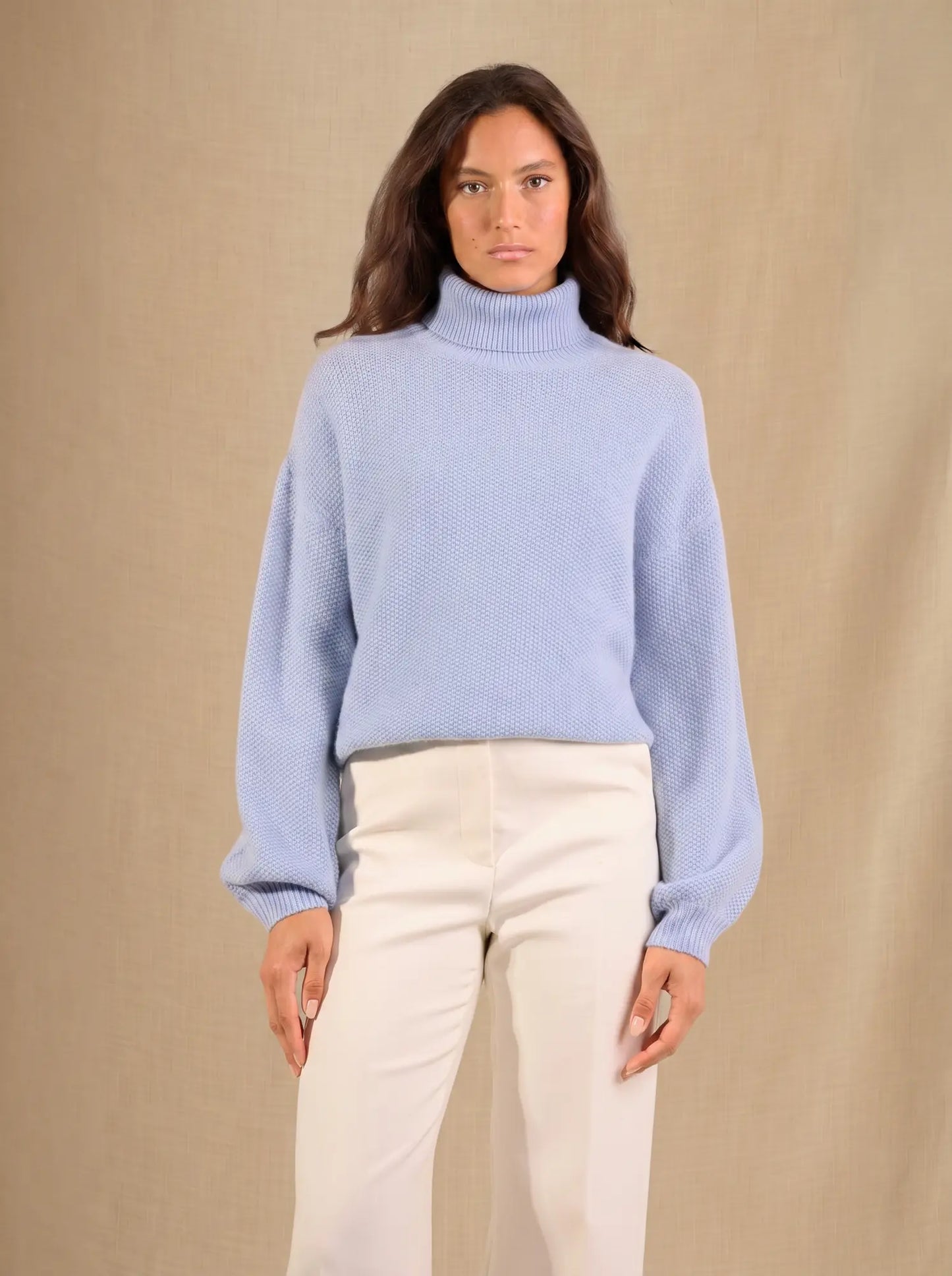 PEMBA pullover rollkragen 6-fädig himmelblau meliert