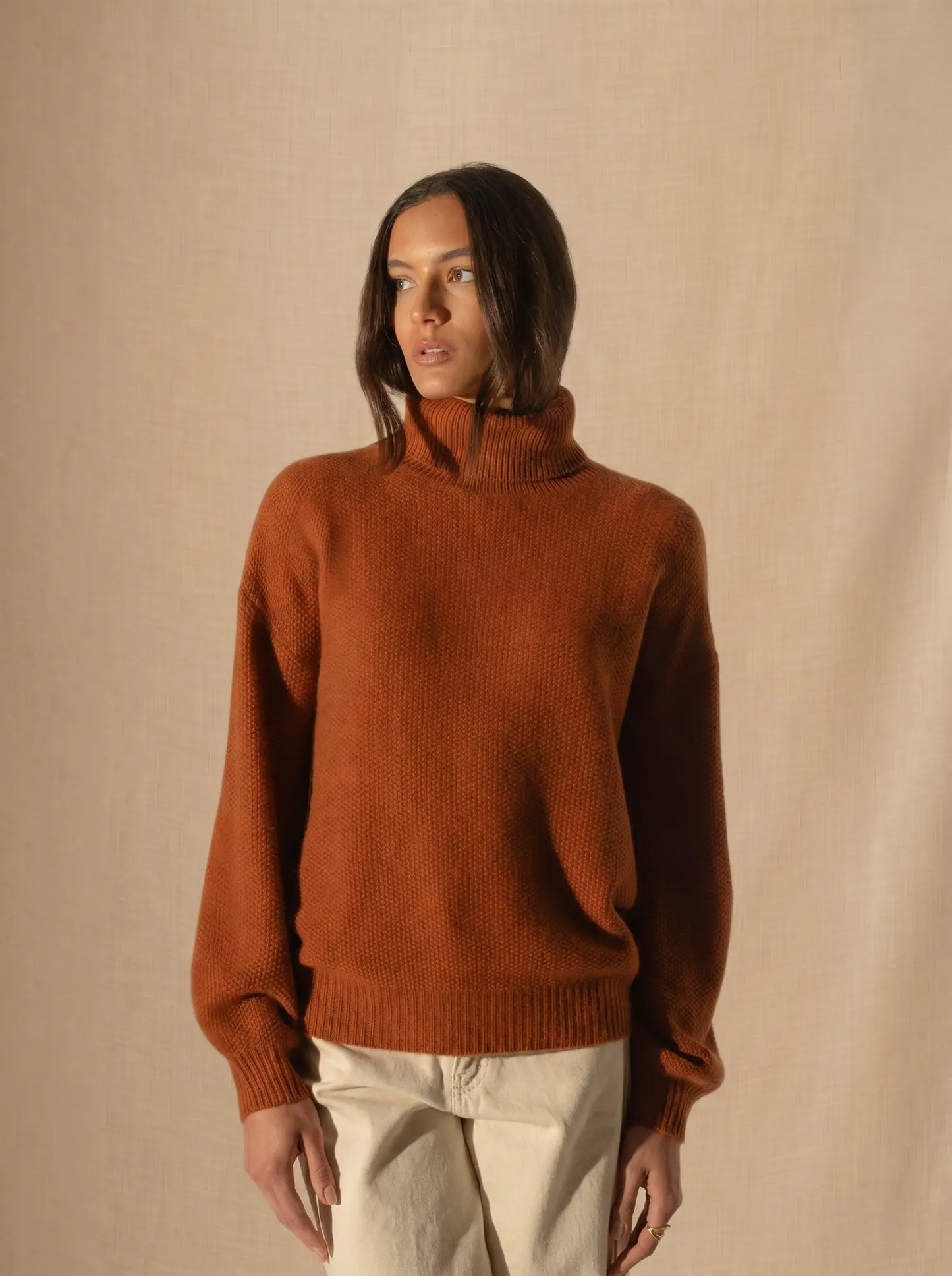 PEMBA pullover rollkragen 6-fädig auburn