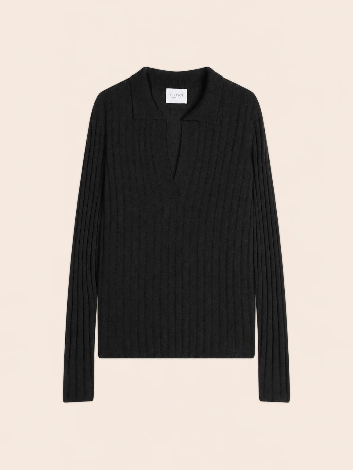 SKAMAR sweater polo collar open black
