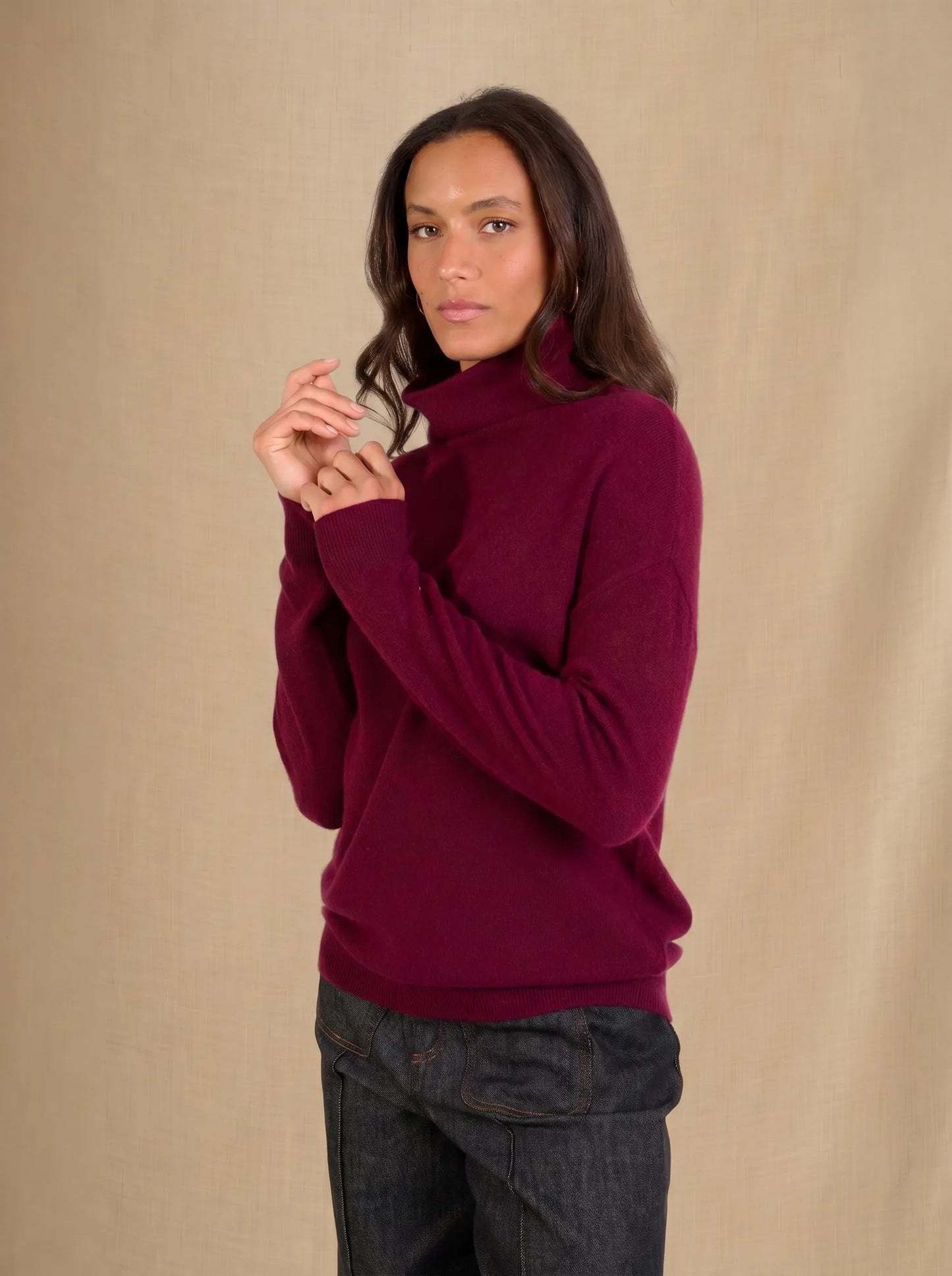 NETHAN pullover stehkragen bordeaux