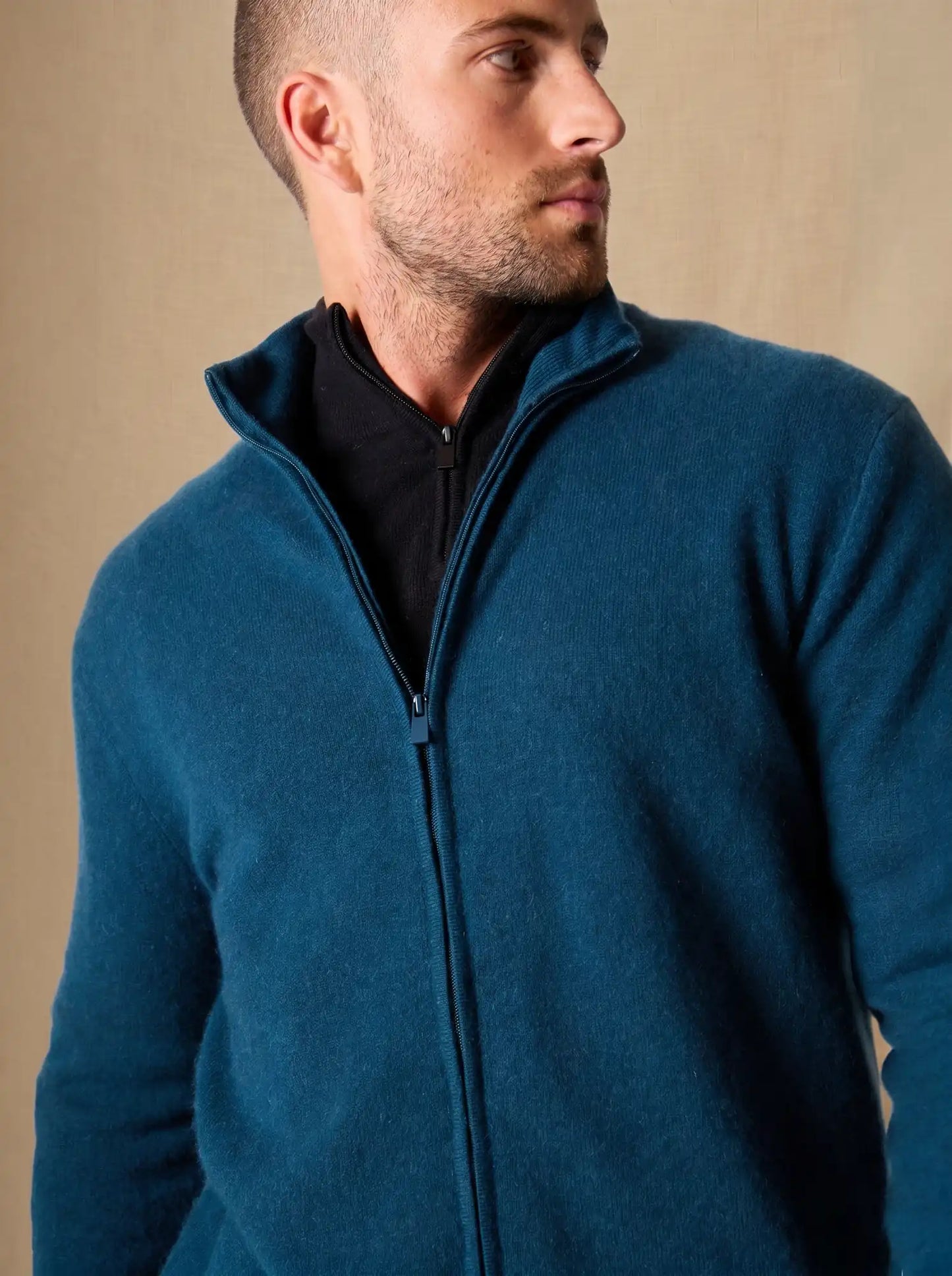 CODY vest zipped mock neck teal green