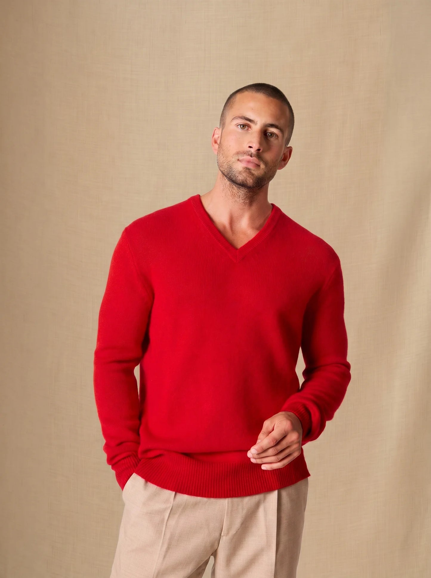 ENZO sweater v-neck 4 ply red
