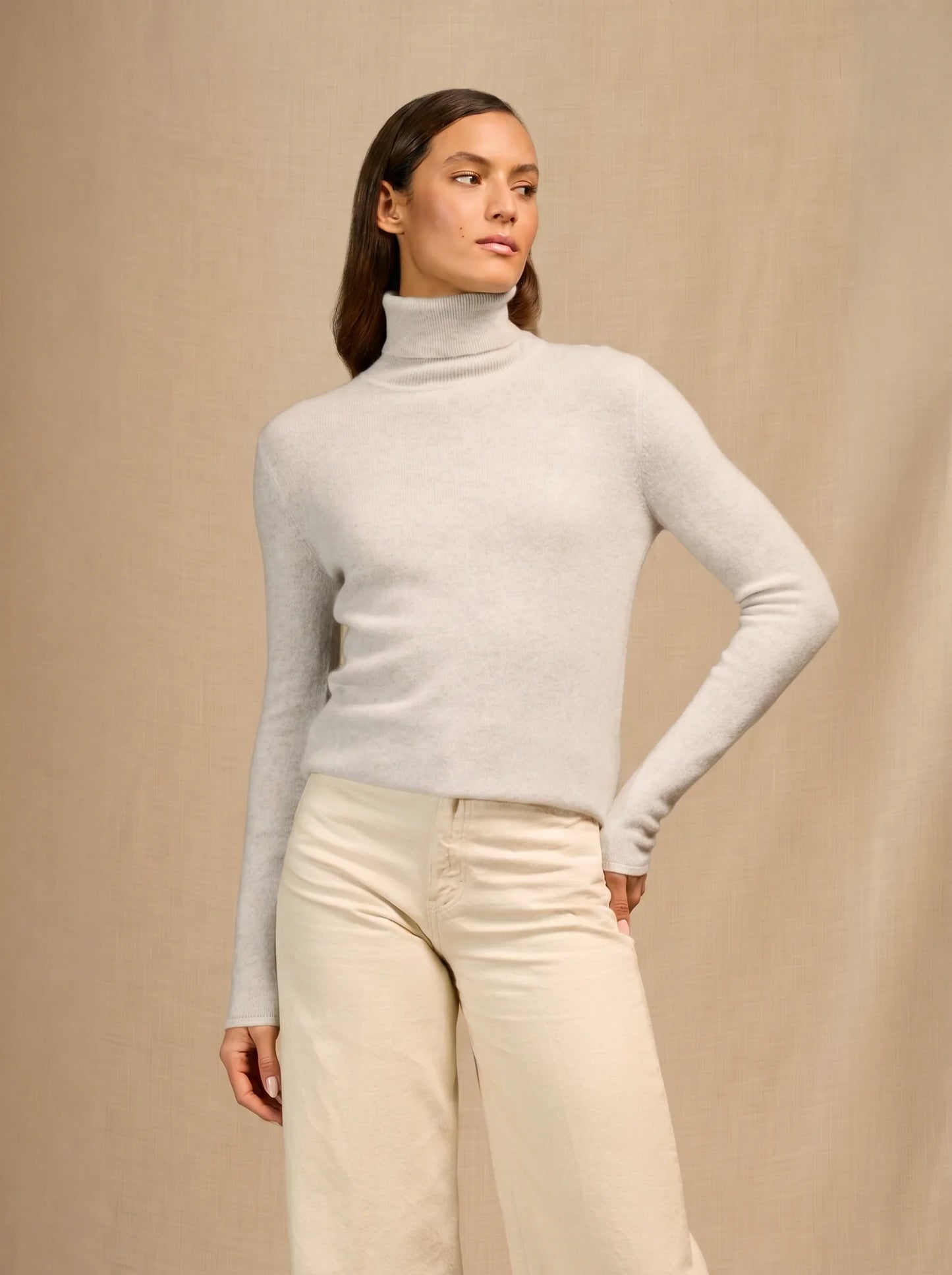 ASHLEY sweater turtleneck heather pearl grey