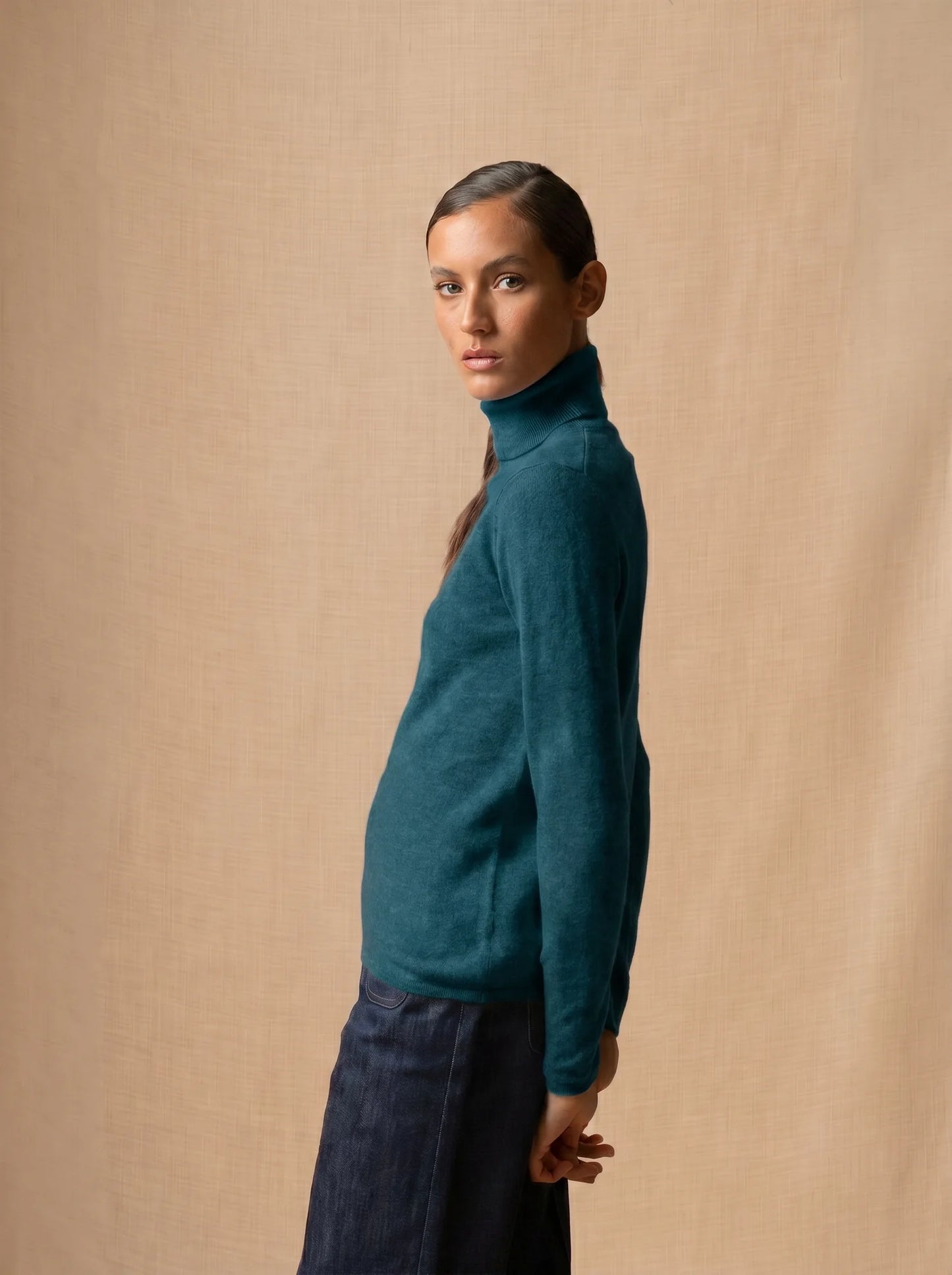ASHLEY sweater turtleneck teal green