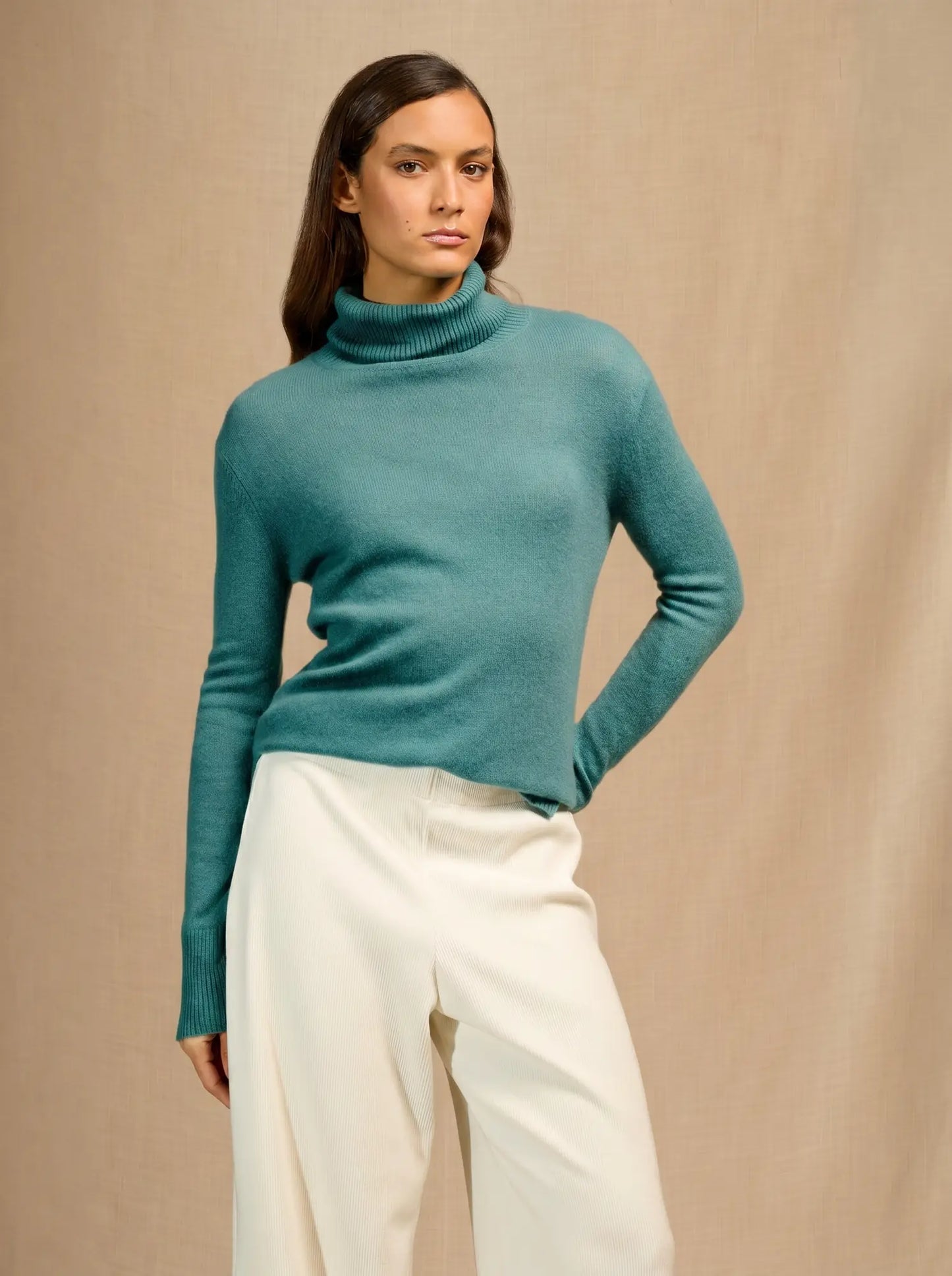 CAM sweater turtleneck blue green