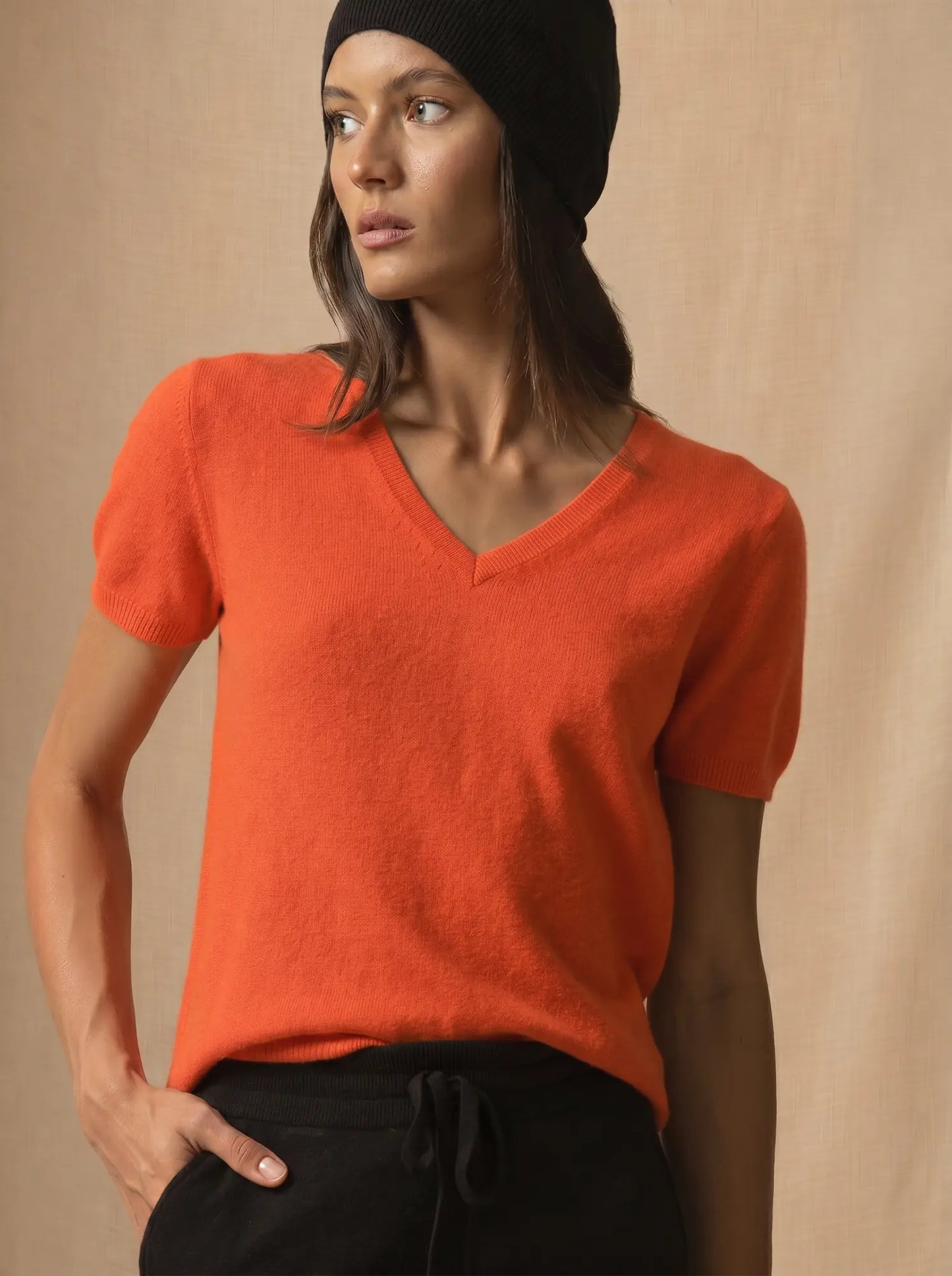 EFIMIA t-shirt v-neck orange