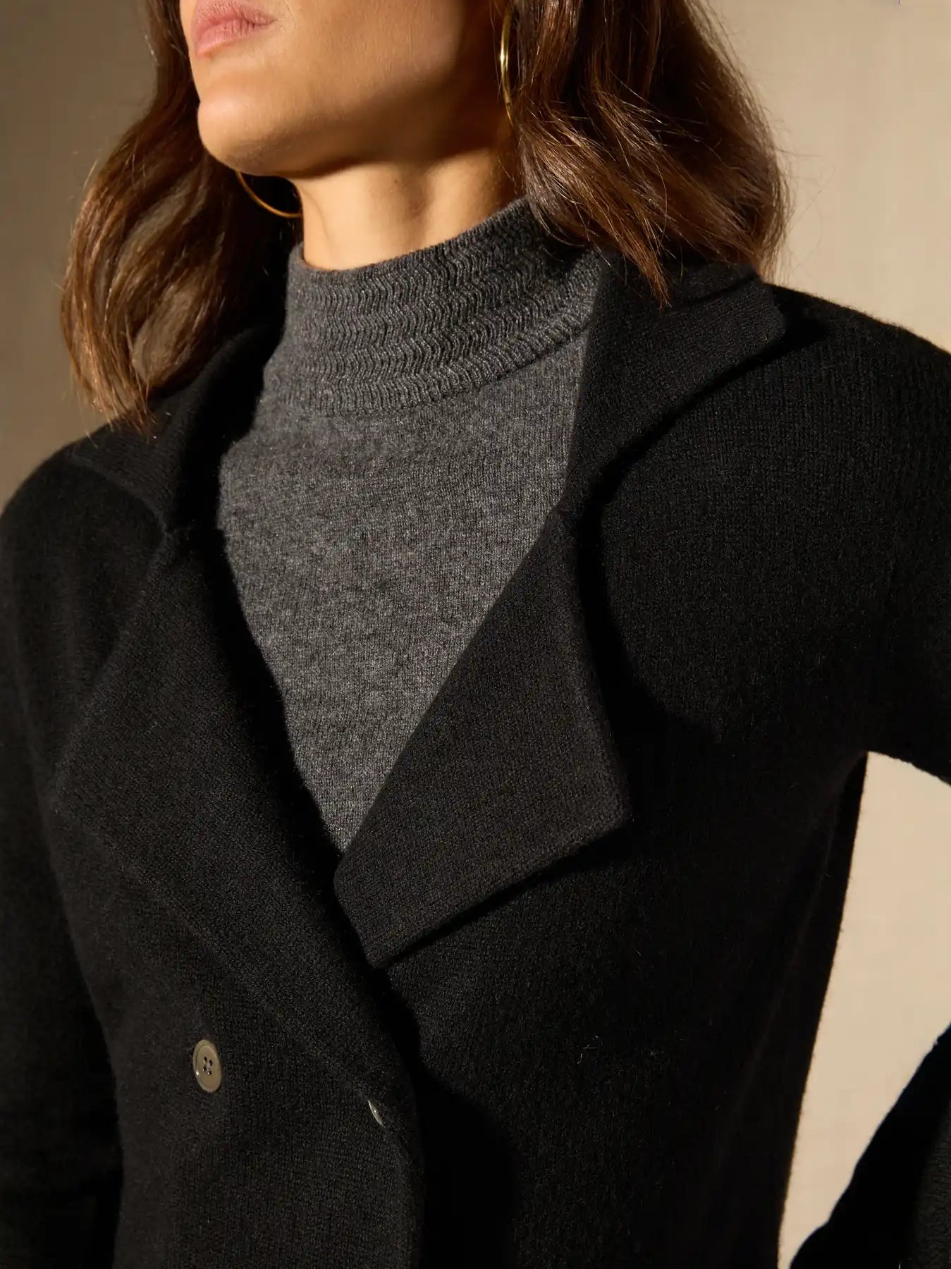KALISTA veste boutonnée col tailleur 4 fils noir