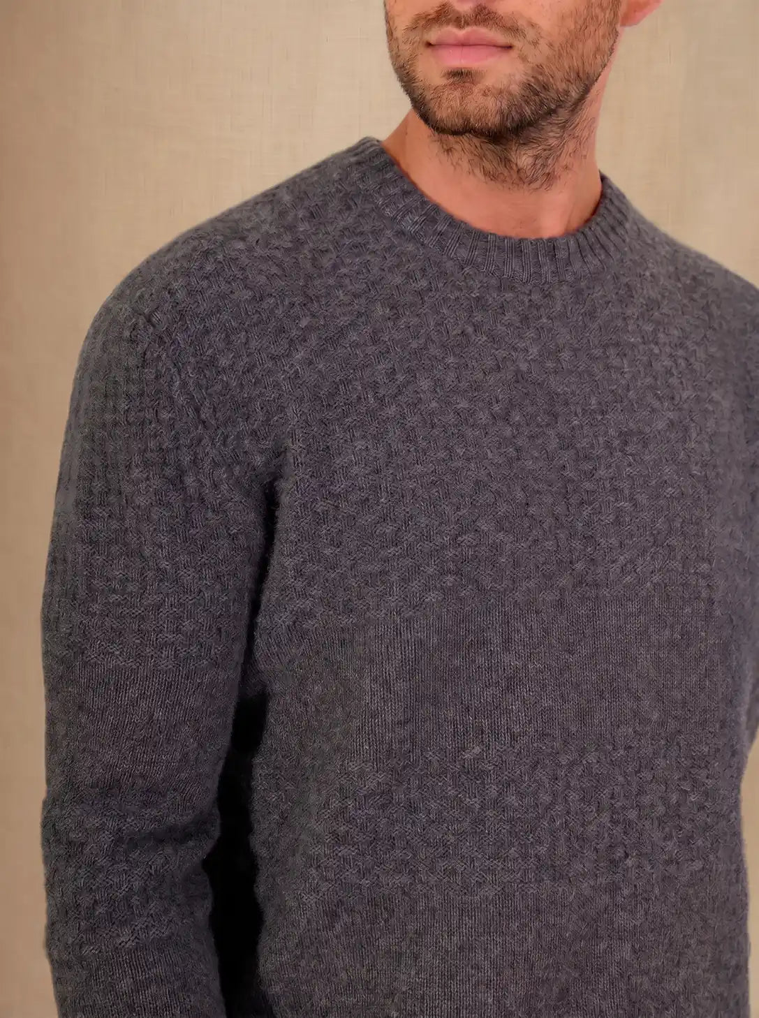 AIDAN sweater crew neck 4 ply heather charcoal