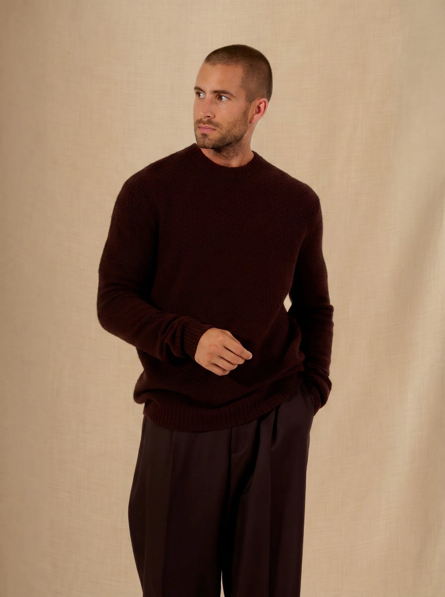 AIDAN pullover rundhalsausschnitt 4-fädig choco
