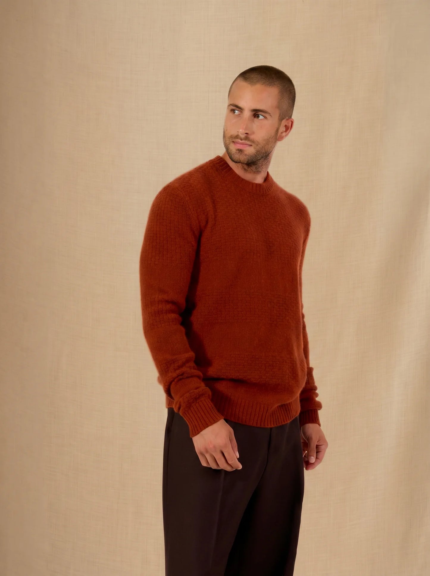 AIDAN sweater crew neck 4 ply squirrel