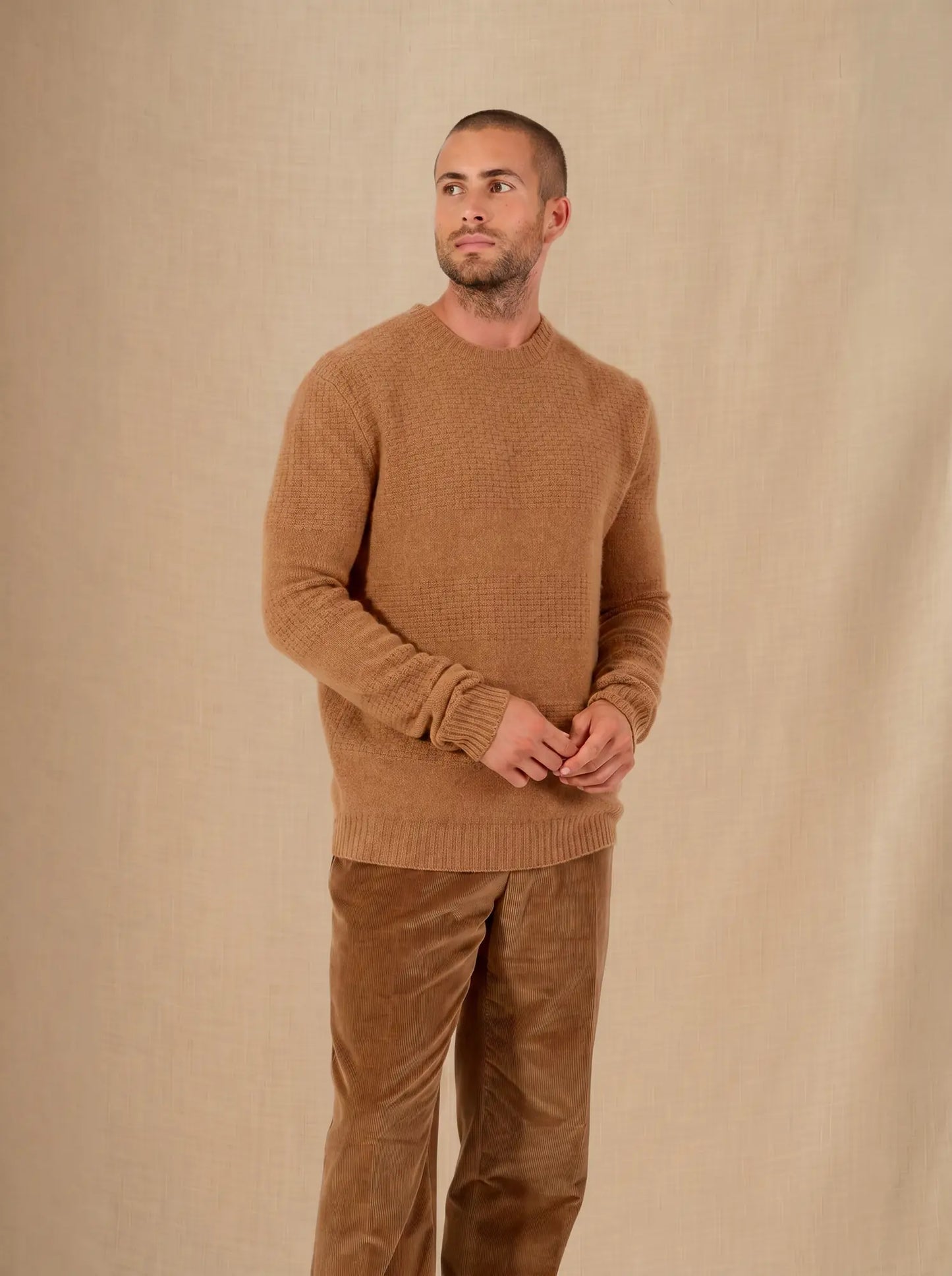 AIDAN sweater crew neck 4 ply hazelnut