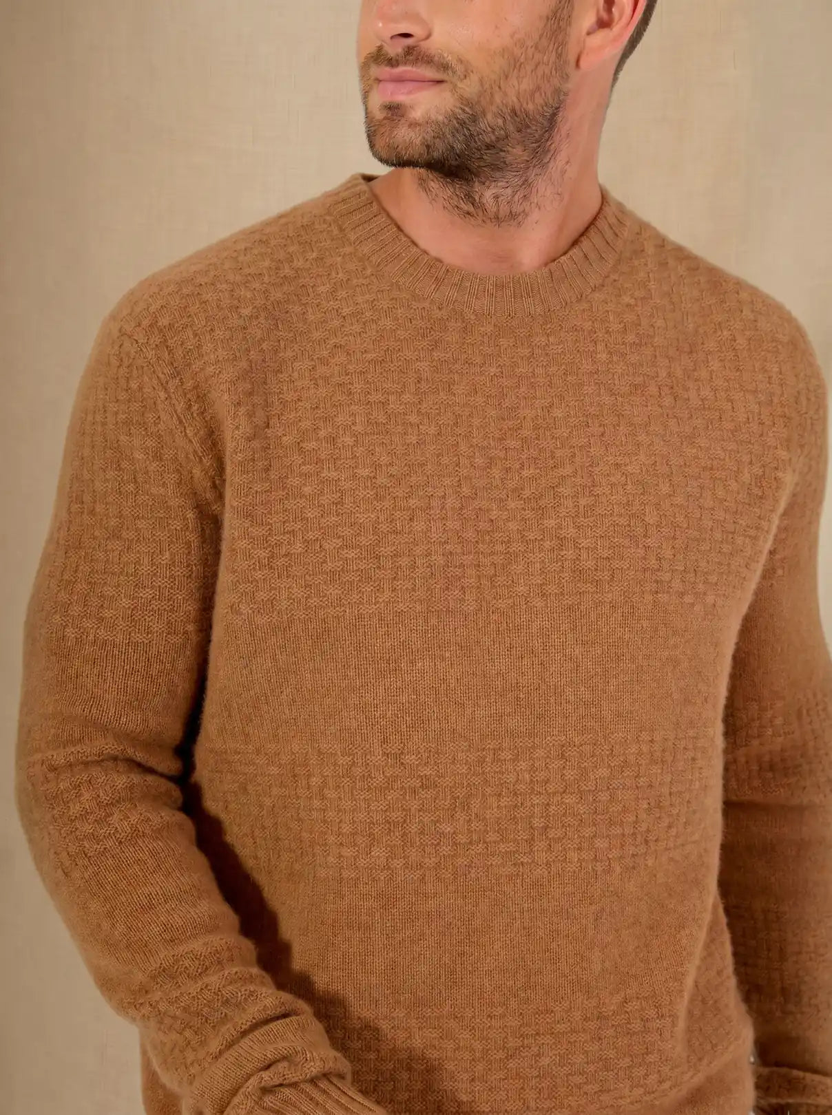 AIDAN sweater crew neck 4 ply hazelnut