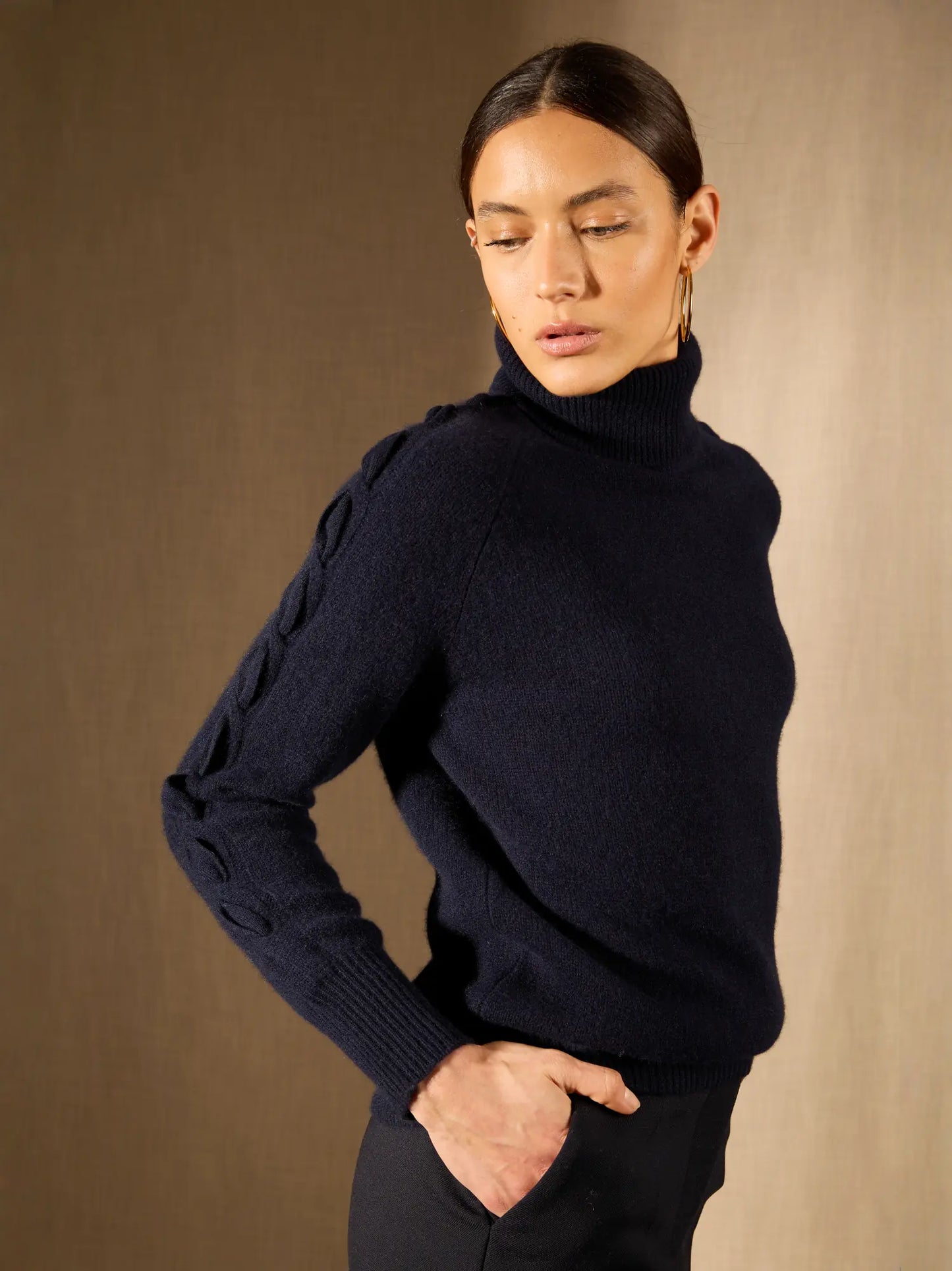 ALBANY pullover rollkragen 4-fädig marineblau