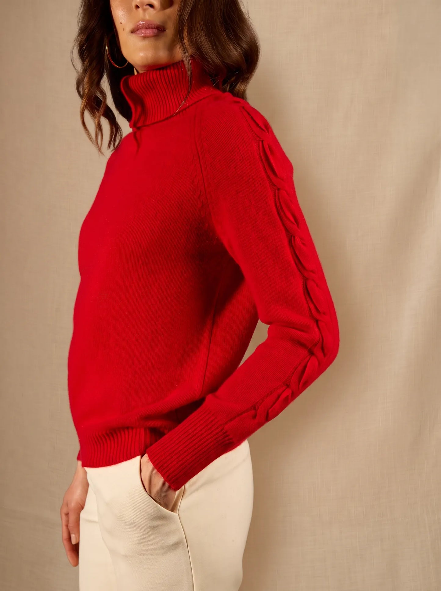 ALBANY sweater turtleneck 4 ply red