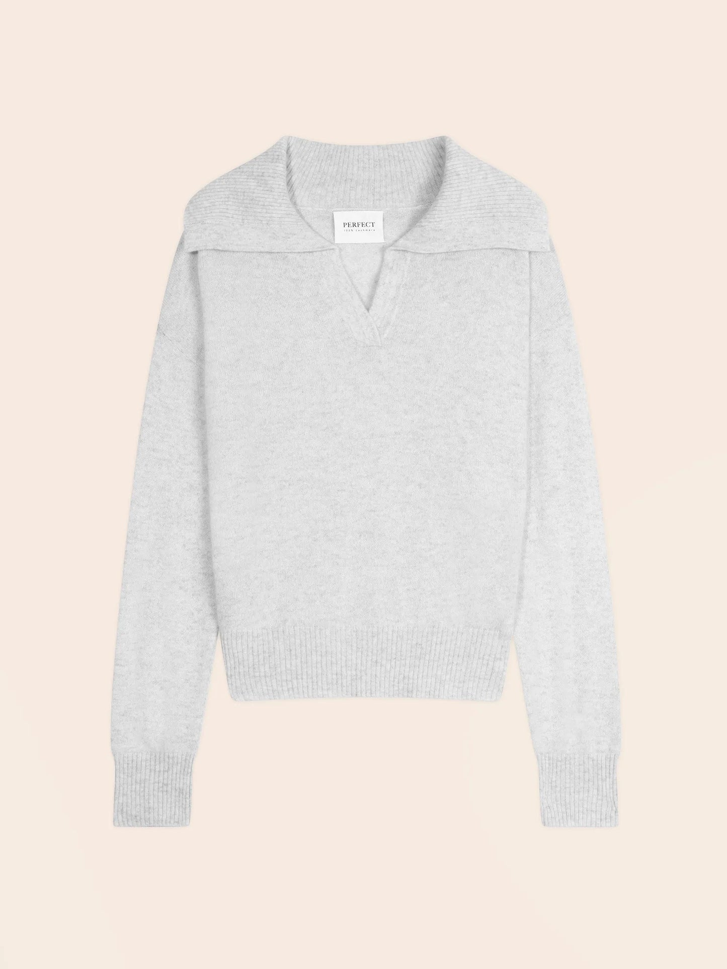CRIMSON sweater shawl collar croisé heather pearl grey