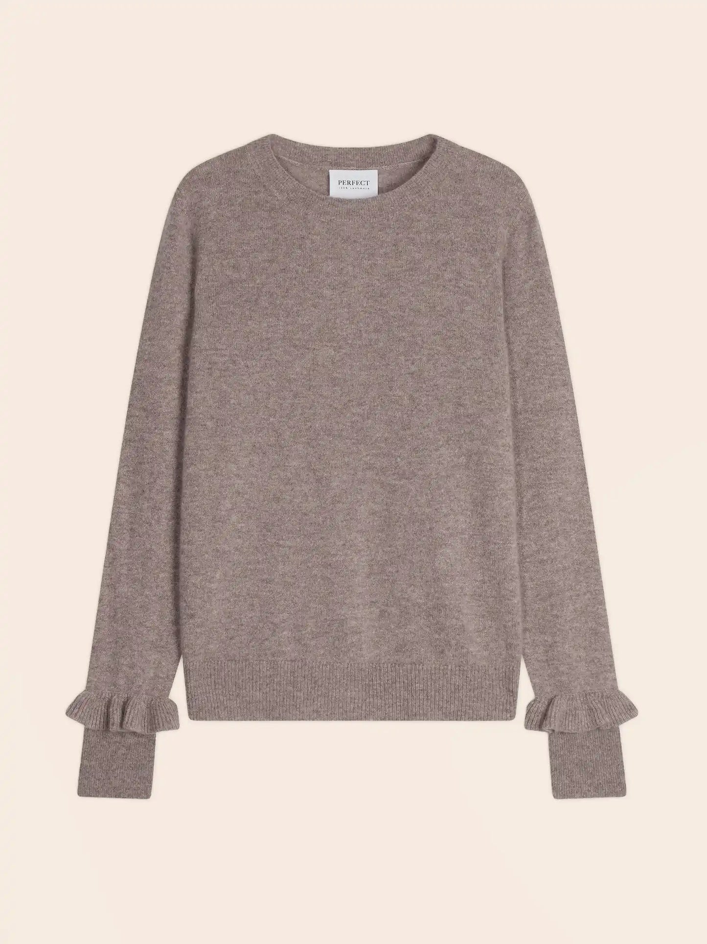 LUING sweater crew neck volants poignets heather caribou