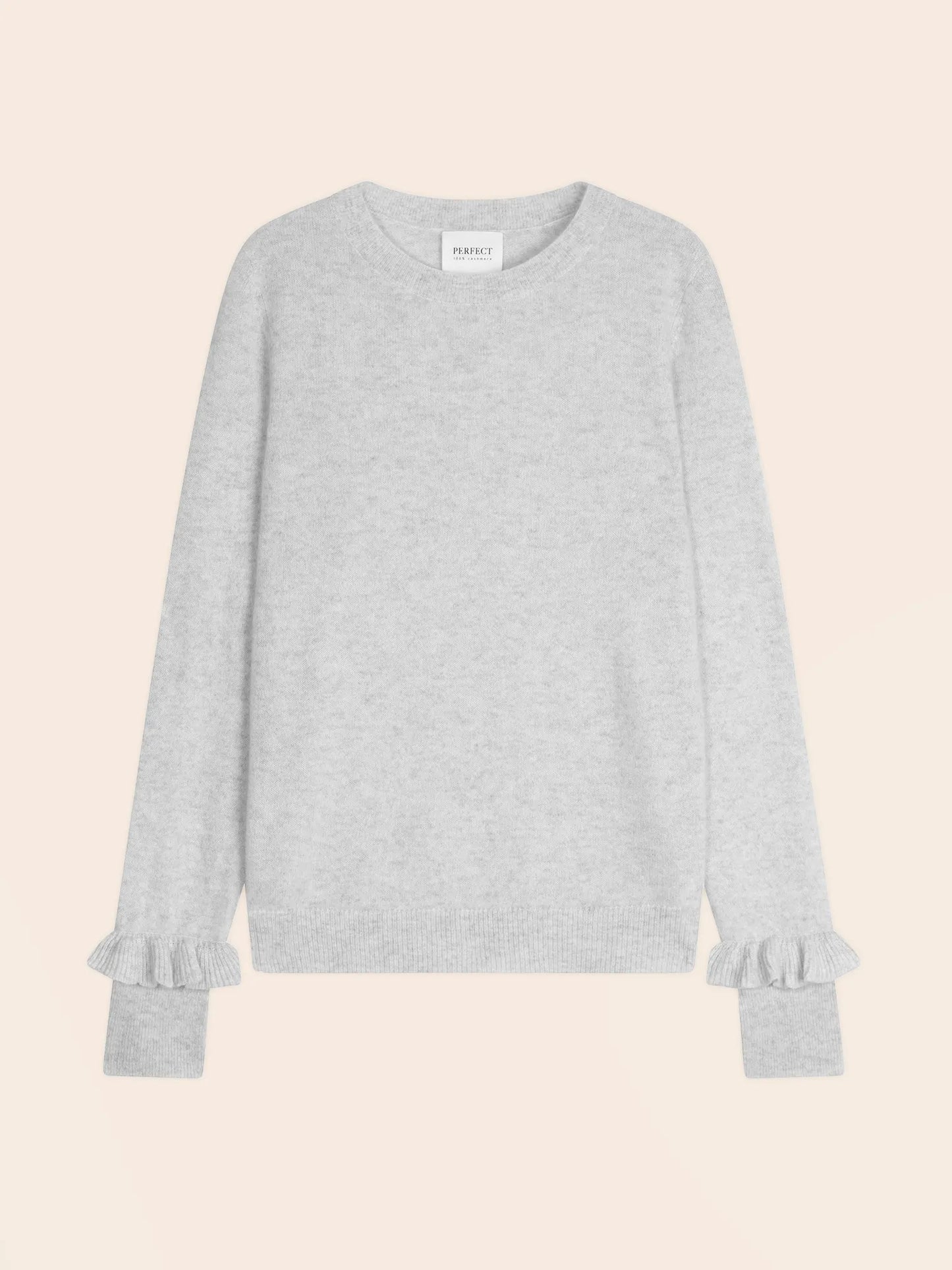 LUING pullover rundhalsausschnitt volants poignets perlgrau meliert