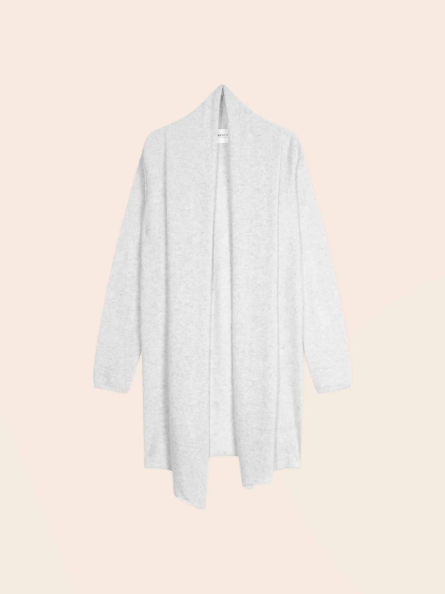 KARA jacket long open shawl collar heather pearl grey