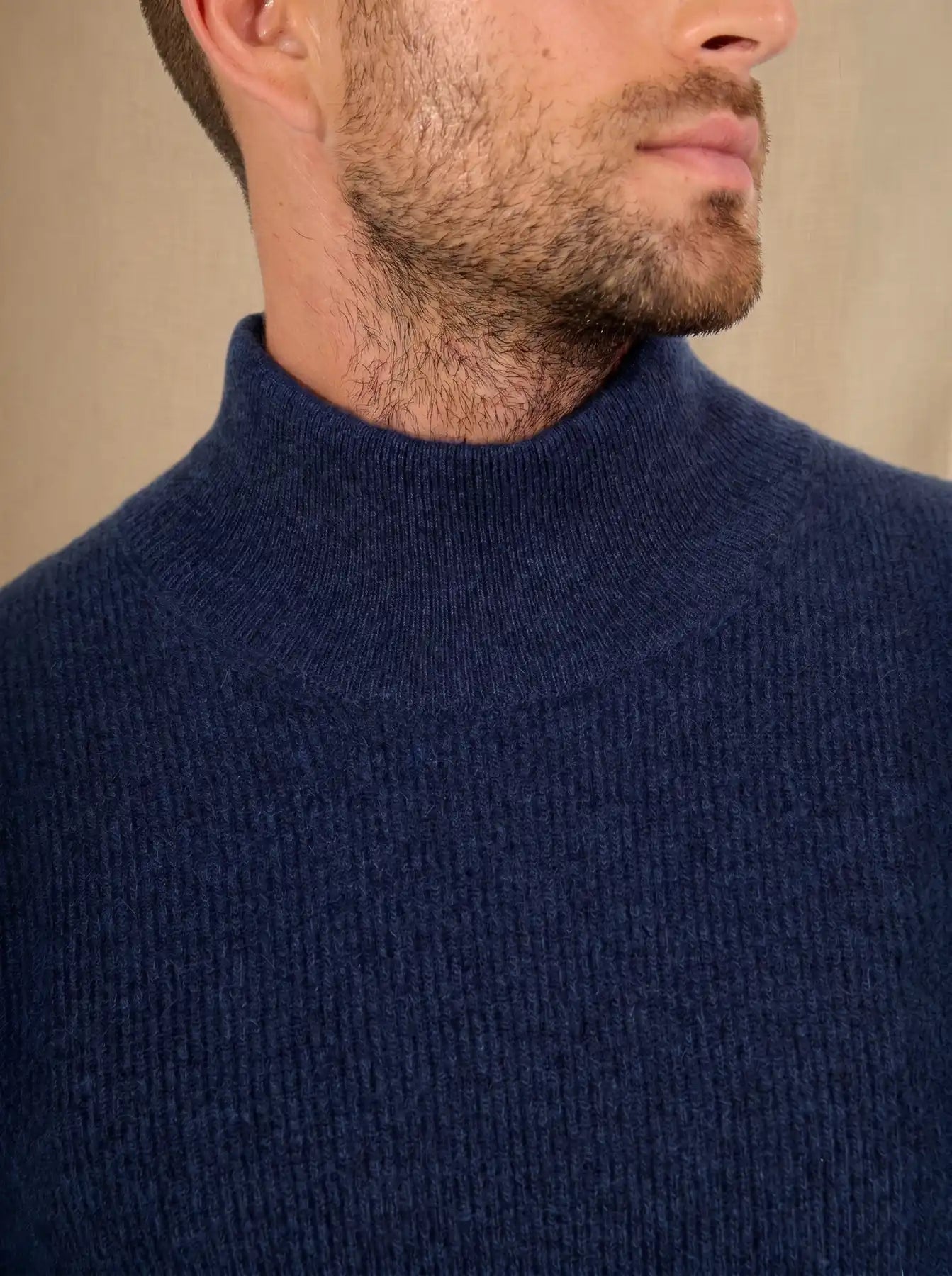 CAPRI sweater mock neck heather midnight blue