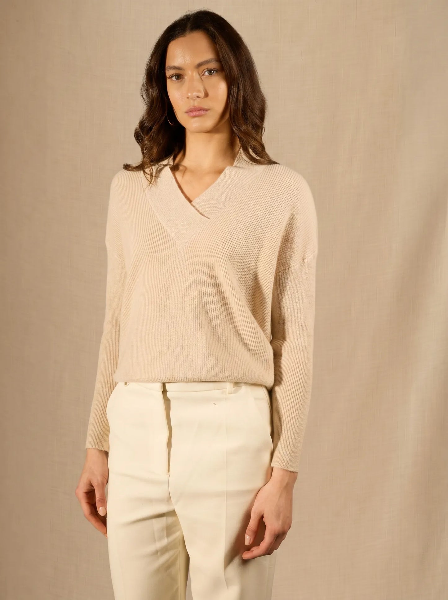 GRAINNE sweater v-neck croisé oat