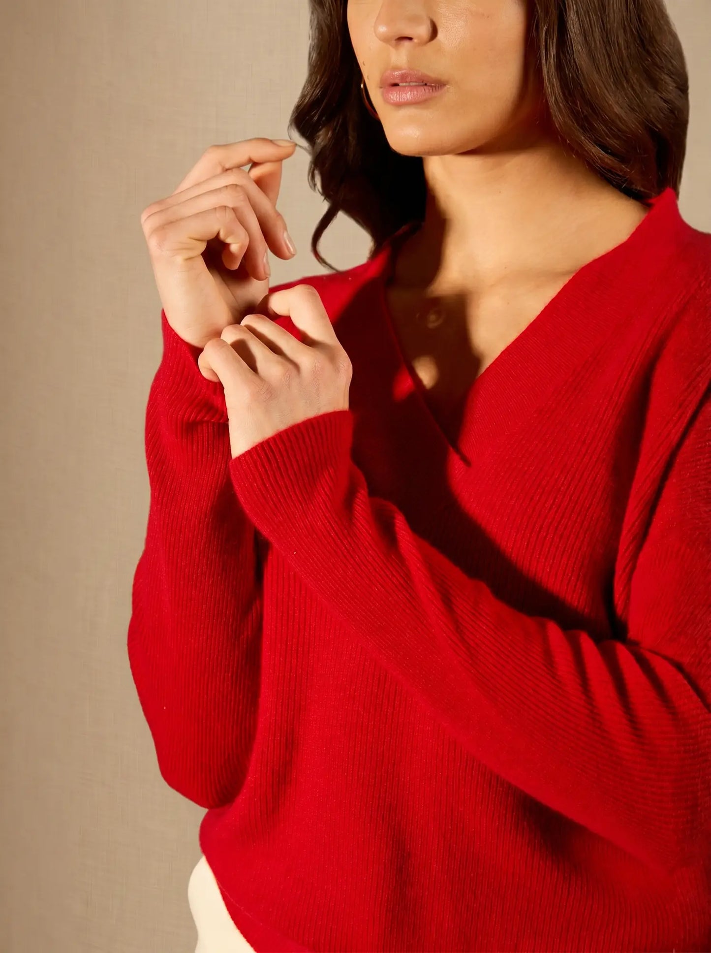 GRAINNE sweater v-neck croisé red