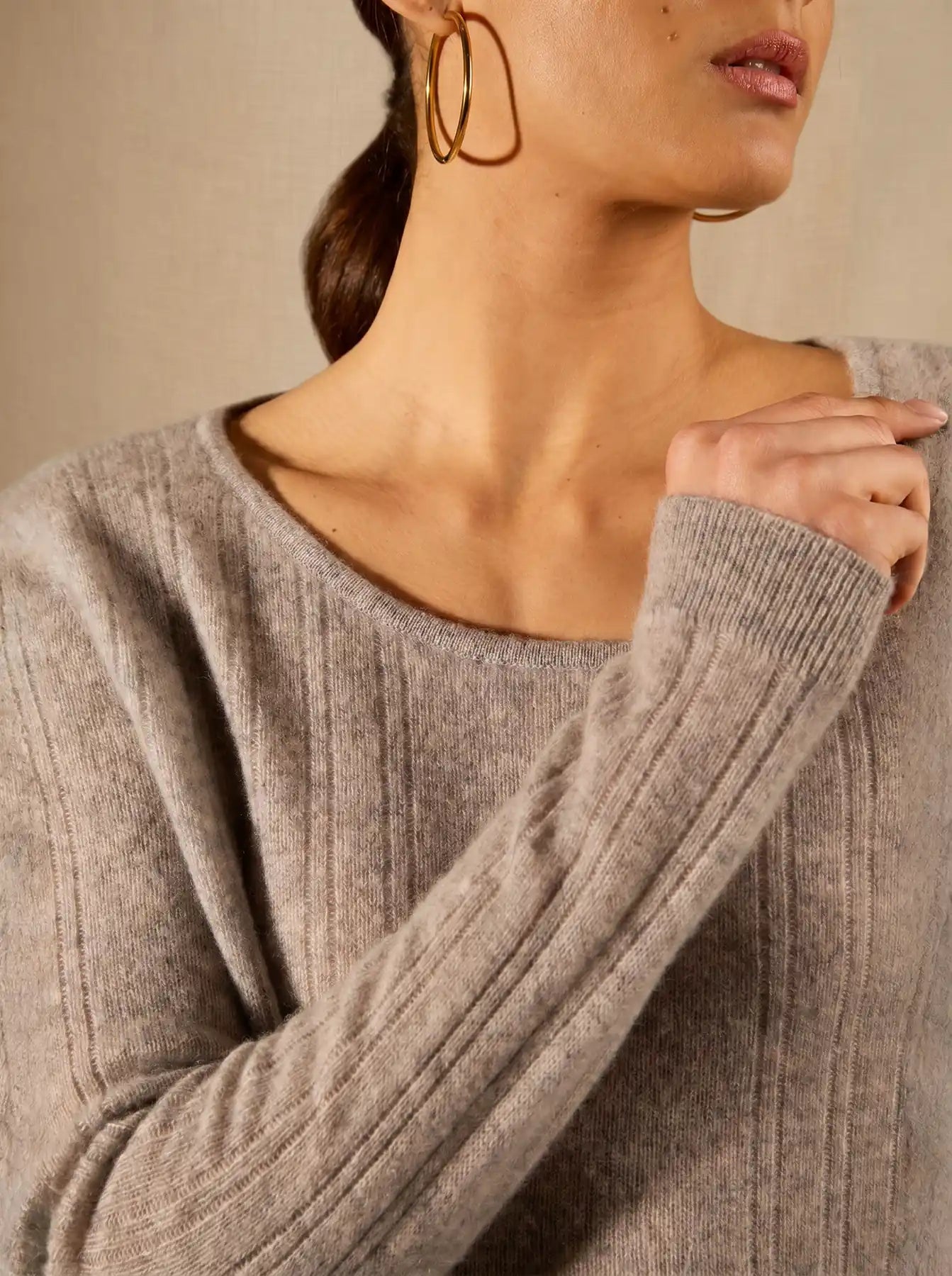 BANTASKIN sweater boat neck heather cloud