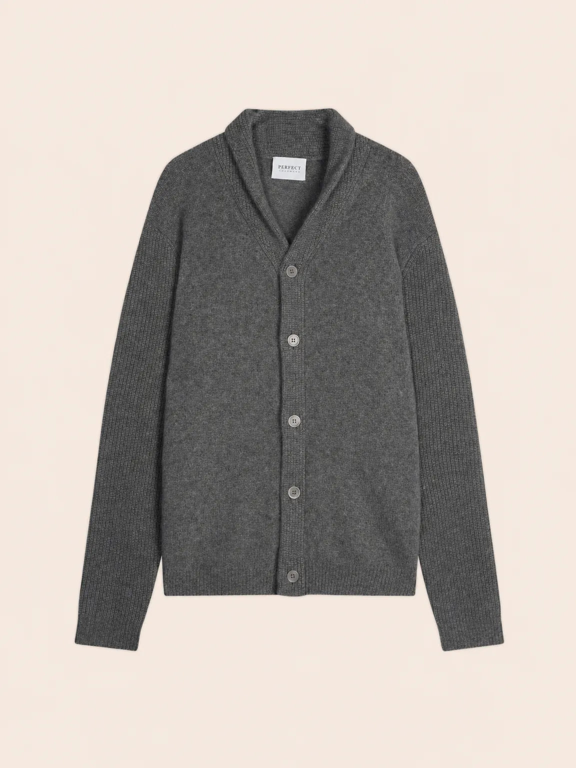 GILMOUR jacket buttoned shawl collar 4 ply heather charcoal