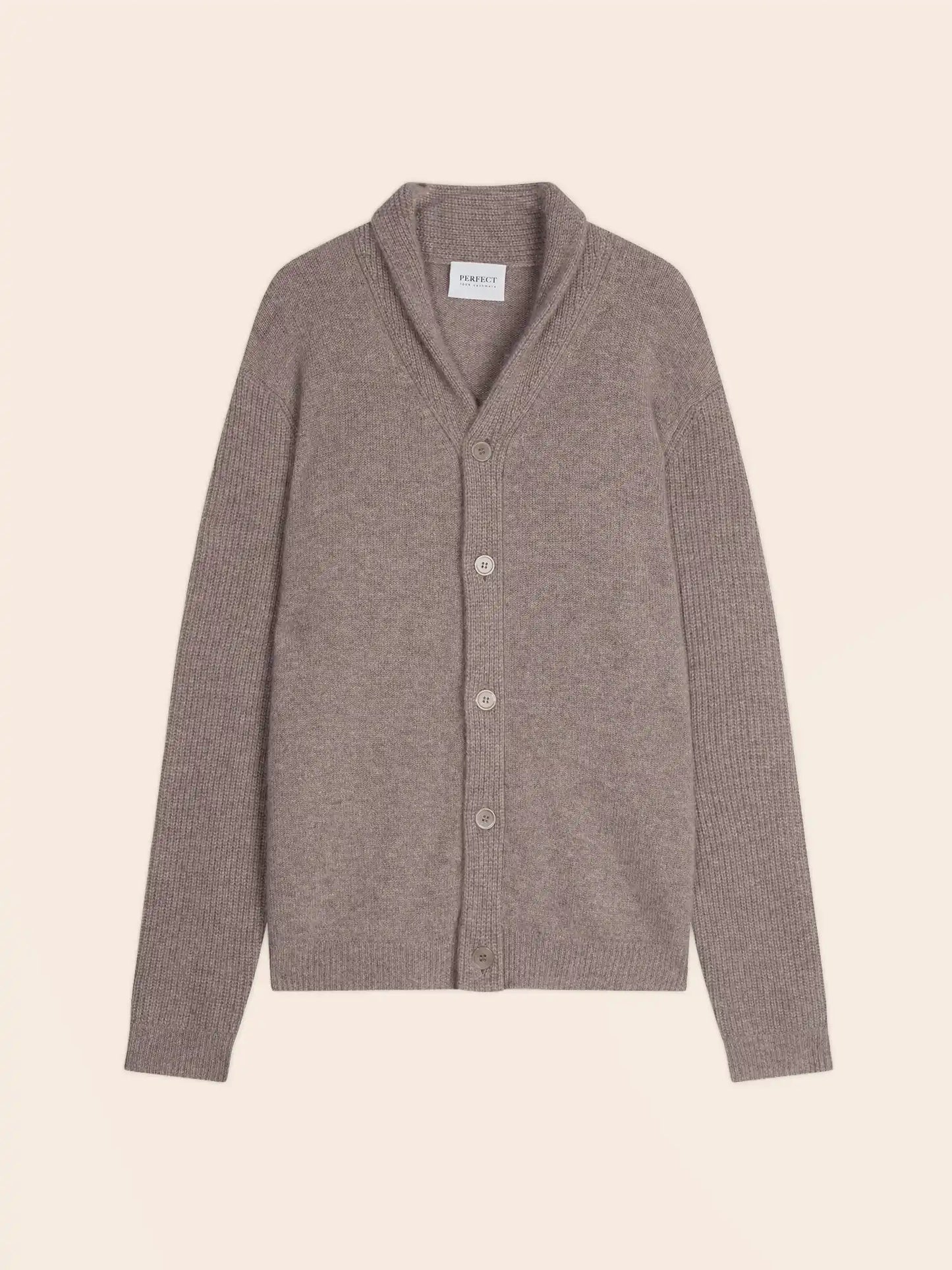 GILMOUR jacket buttoned shawl collar 4 ply heather caribou