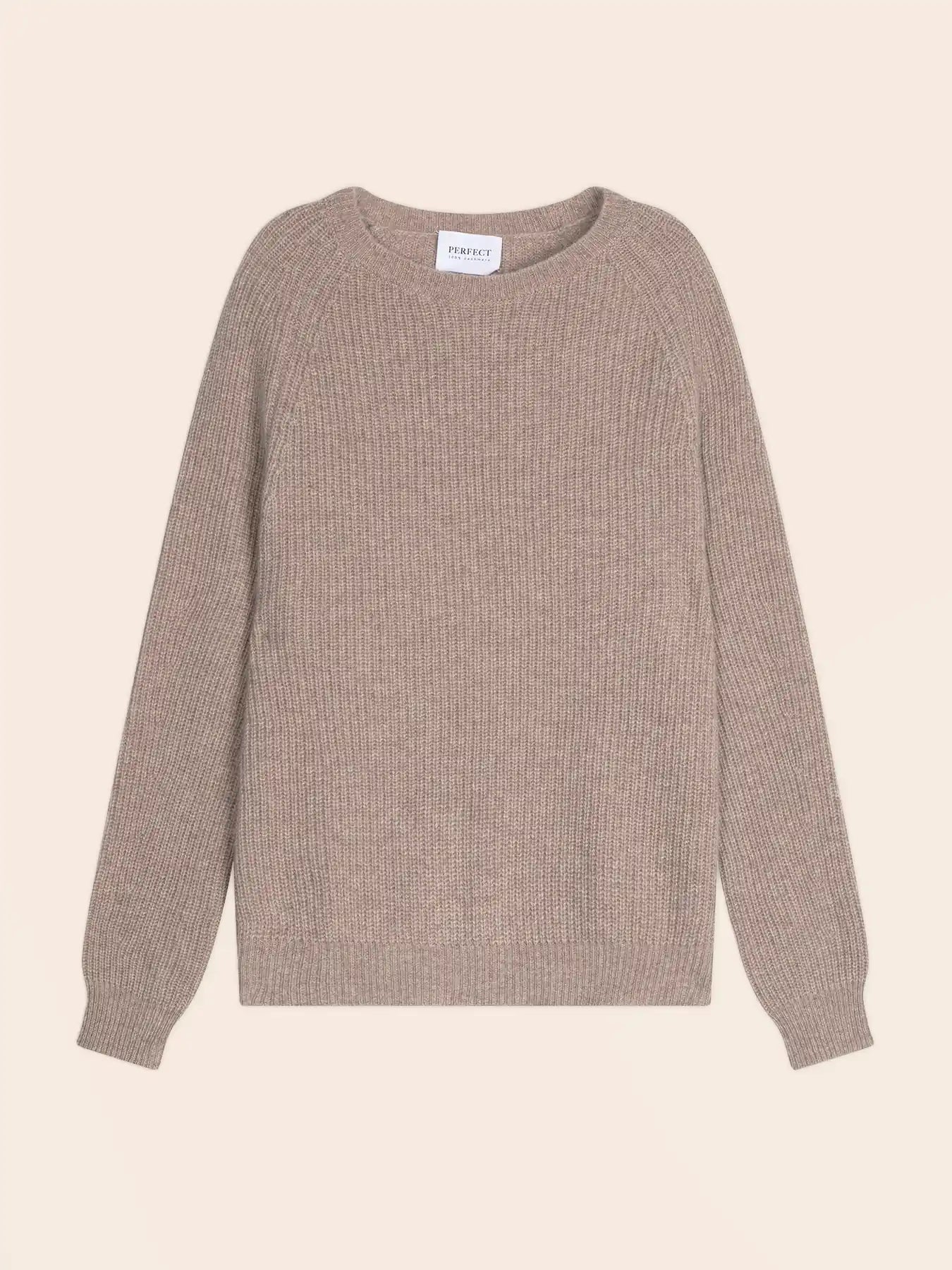 OCEANE pullover rundhalsausschnitt 4-fädig taupe hell meliert