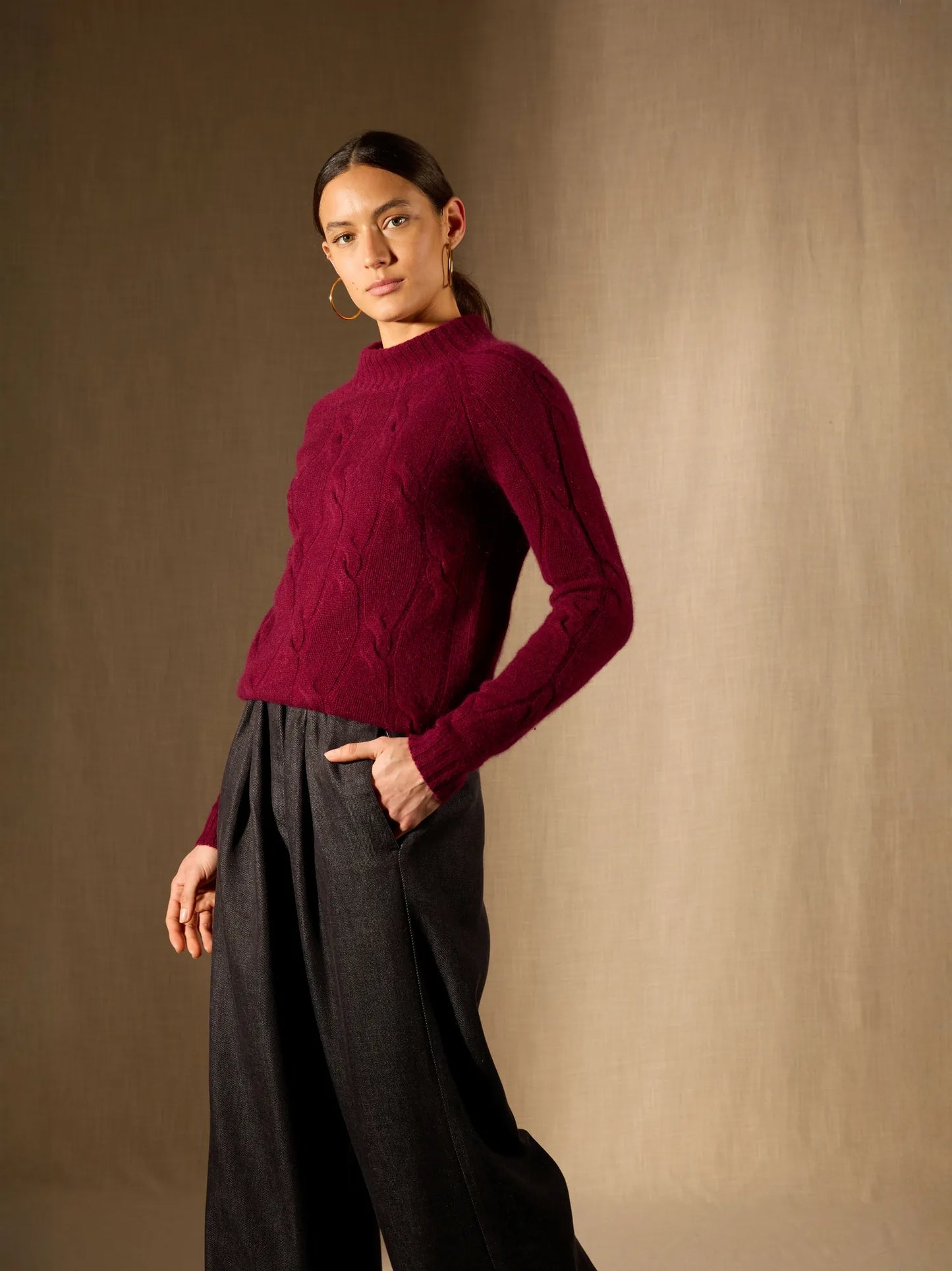 ASPEN sweater mock neck 6 ply burgundy