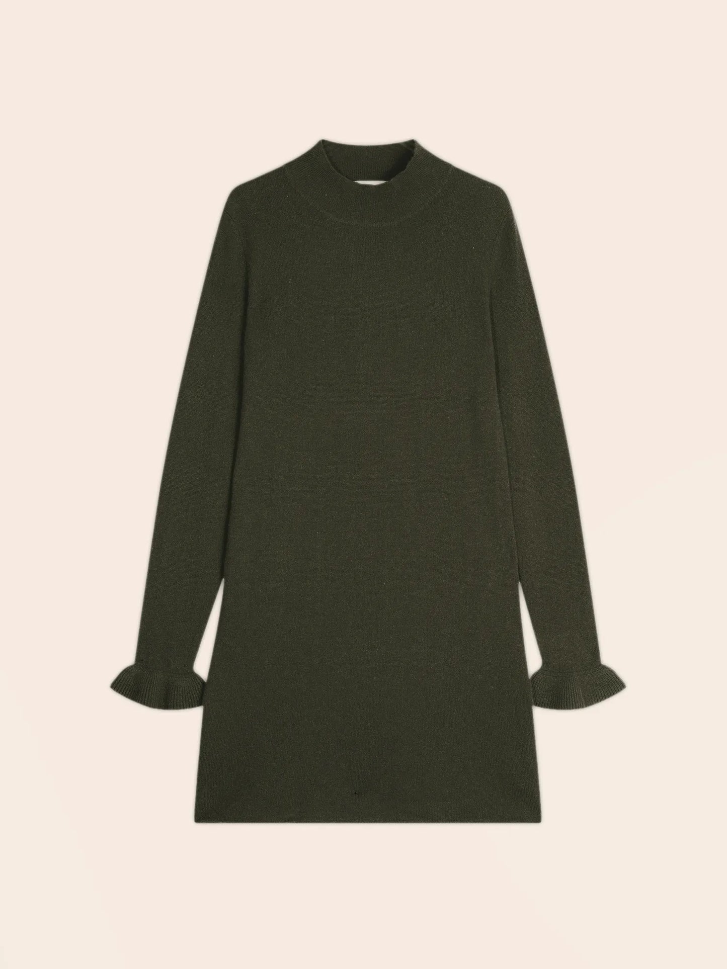 LYAMIA dress mock neck volants poignets khaki