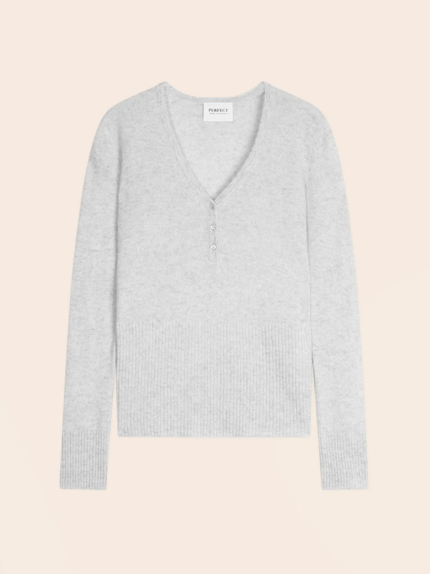 SELENE sweater v-neck buttoned heather pearl grey
