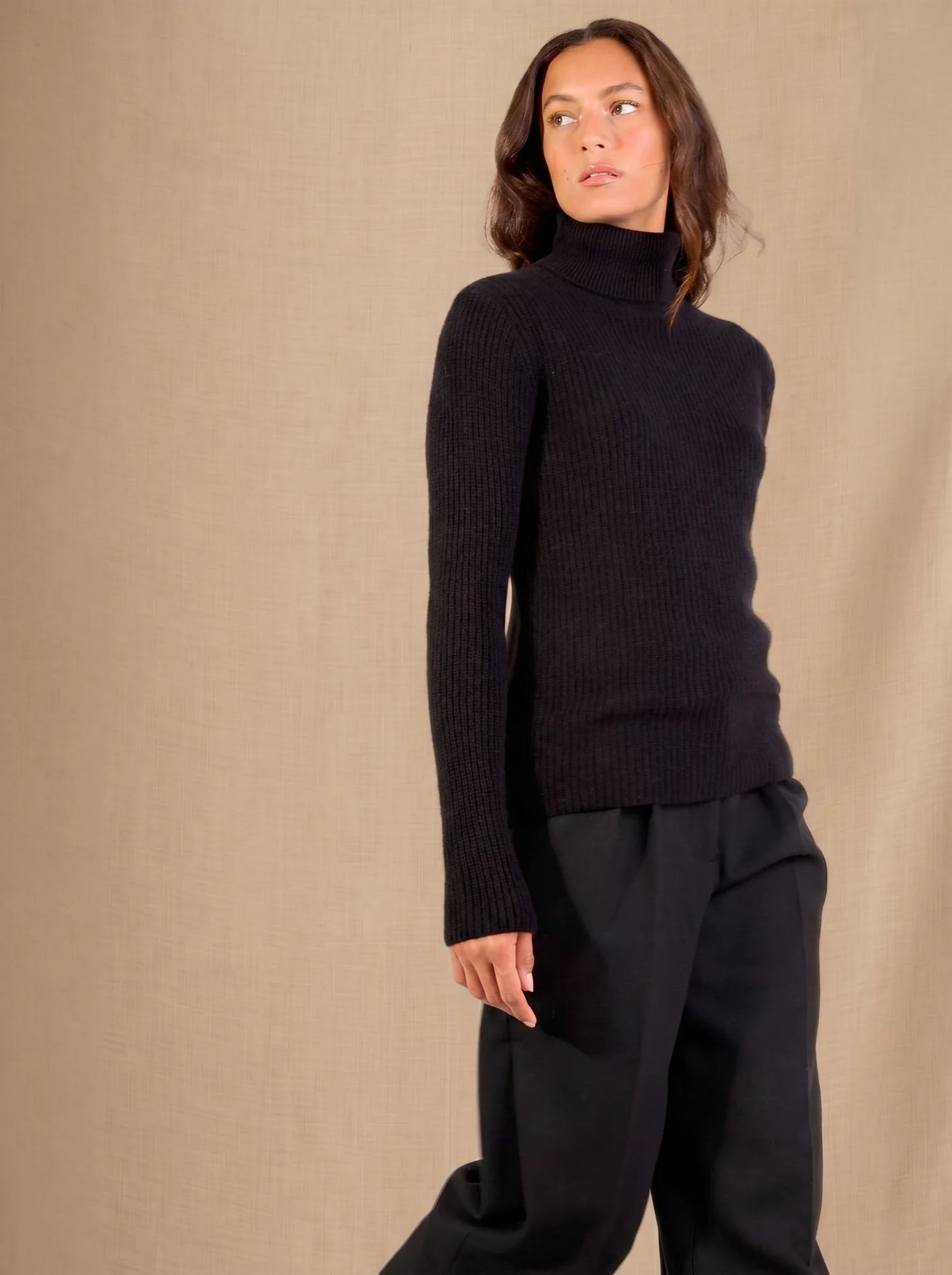 CELESTE sweater turtleneck 4 ply black