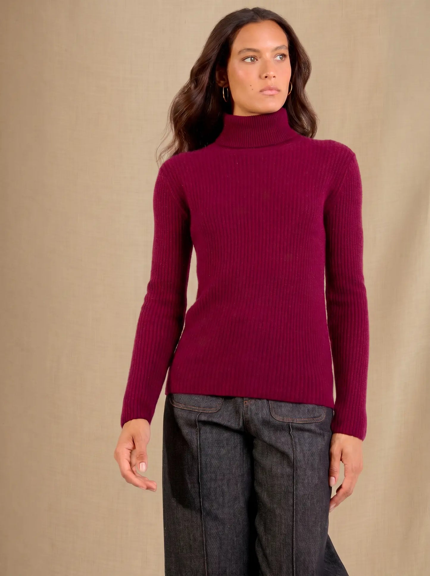 CELESTE sweater turtleneck 4 ply burgundy