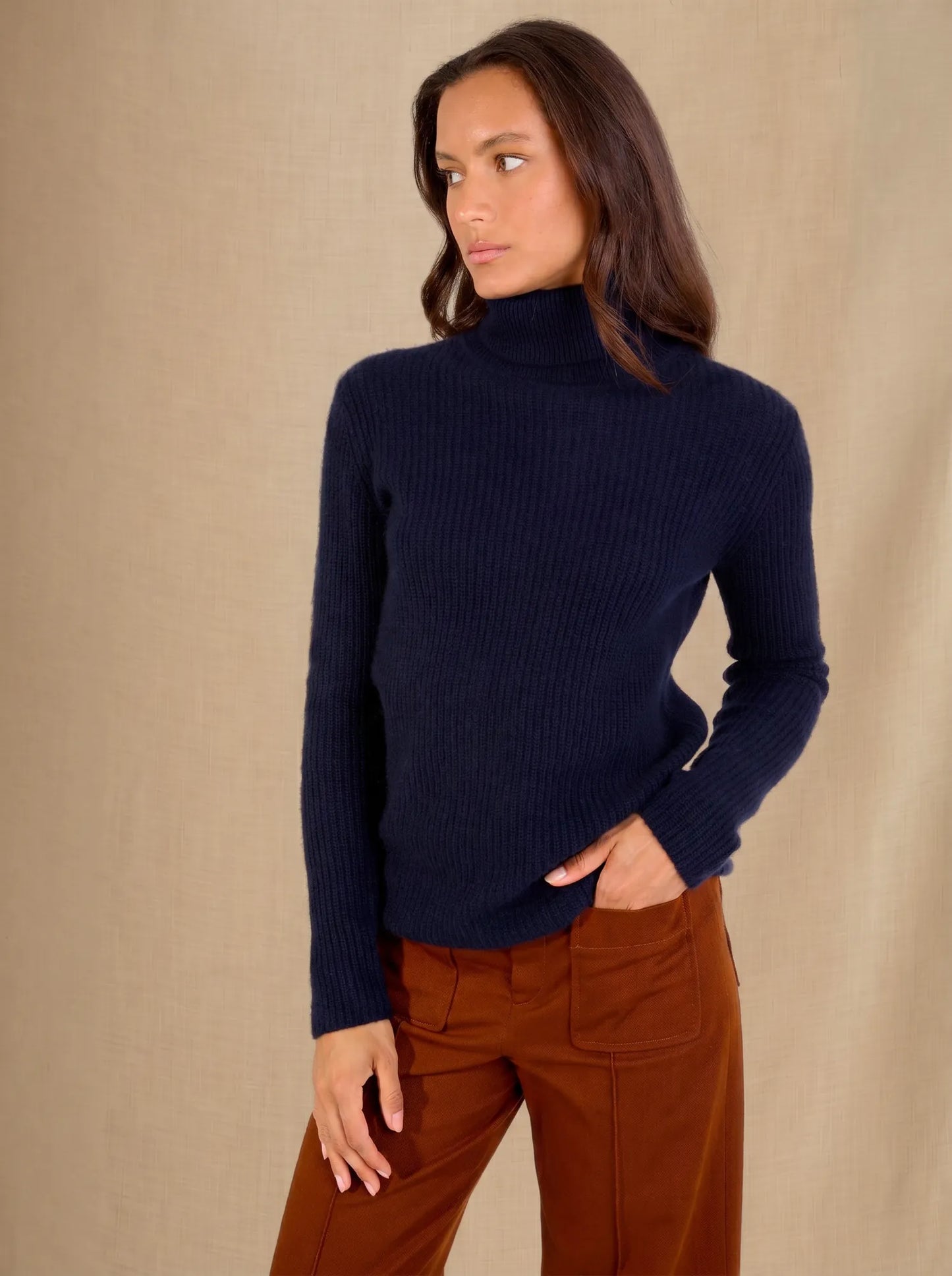 CELESTE sweater turtleneck 4 ply navy