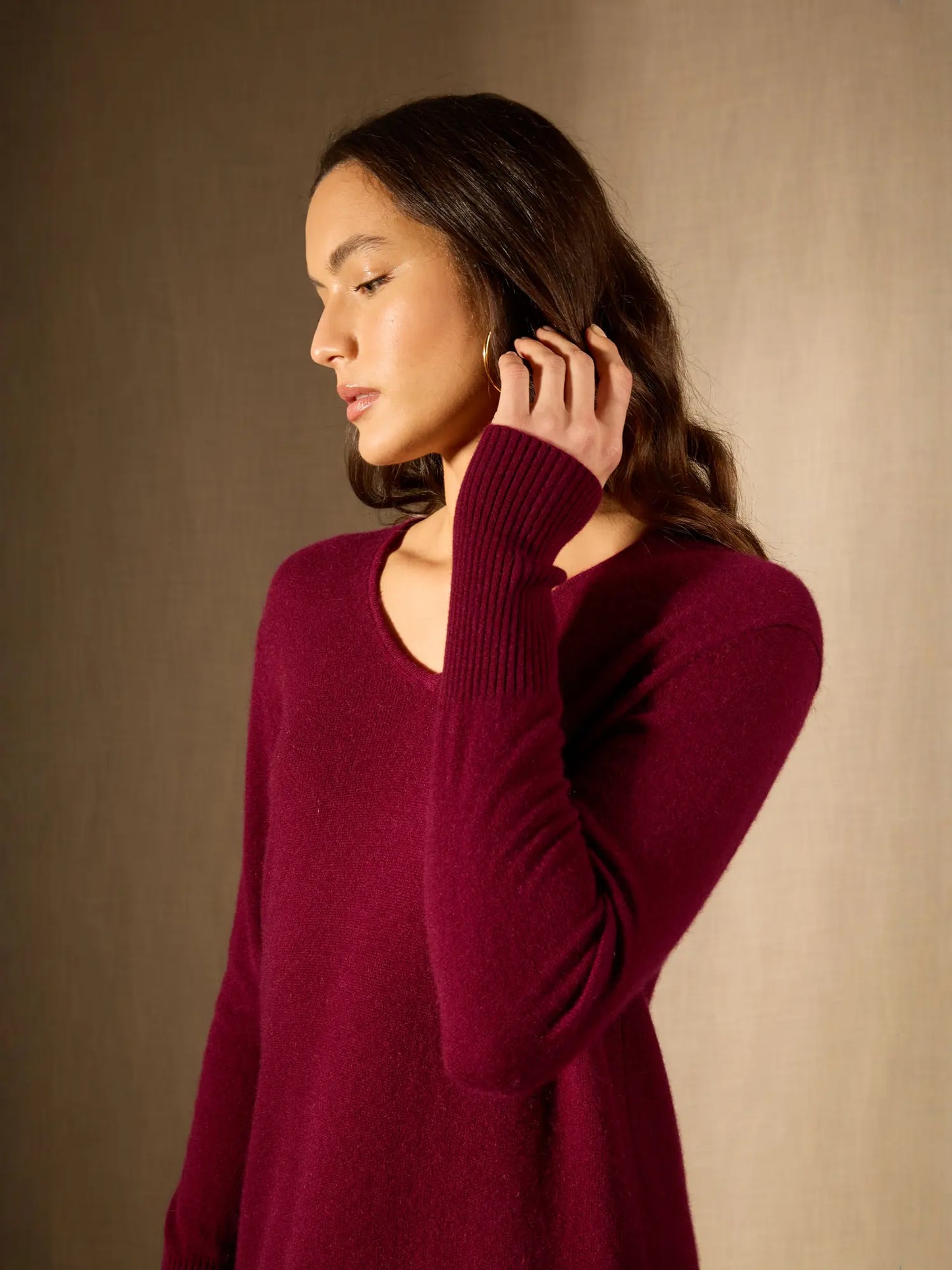 LEVANA dress v-neck burgundy