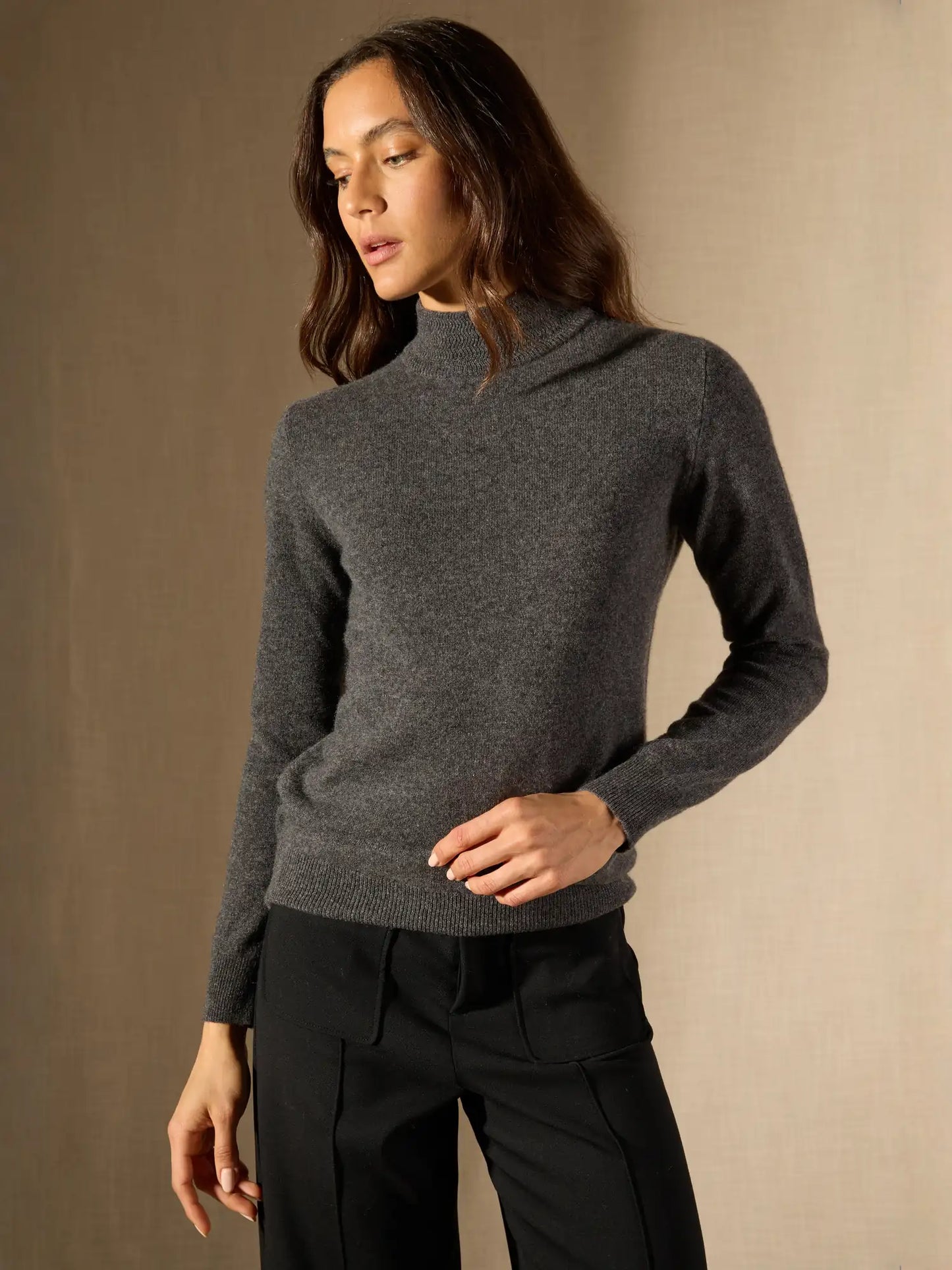 EVELINA pullover stehkragen anthrazit meliert